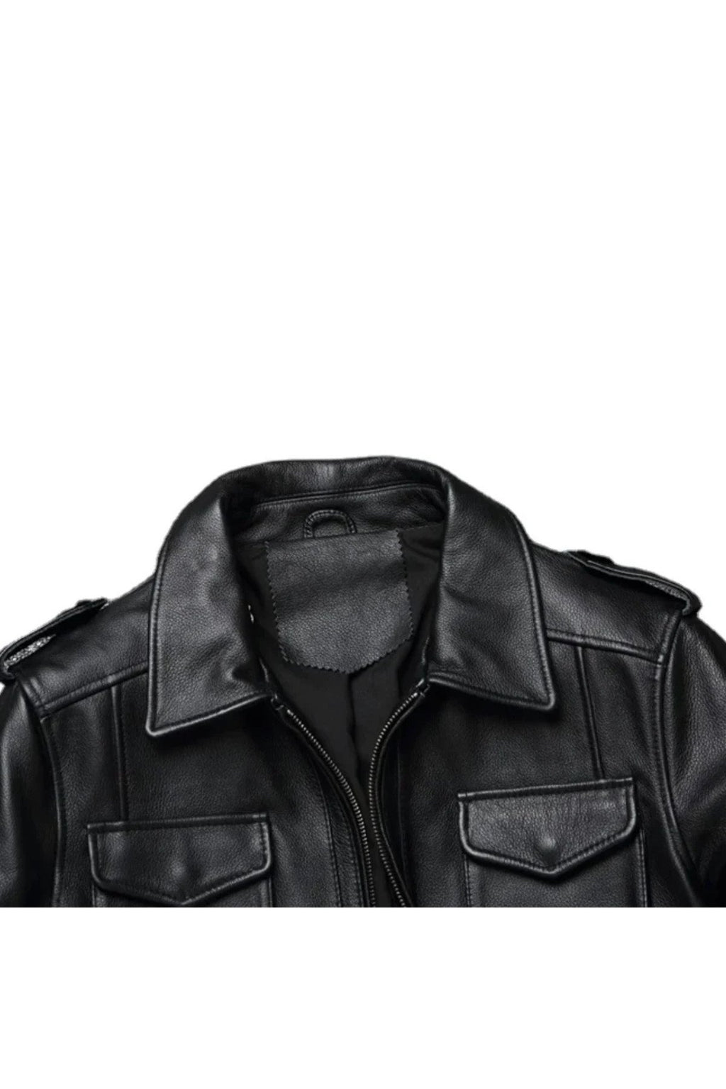 Hakiki Kuzu Derisi Kolları Yatay Gri Çizgili Siyah Spor Mont