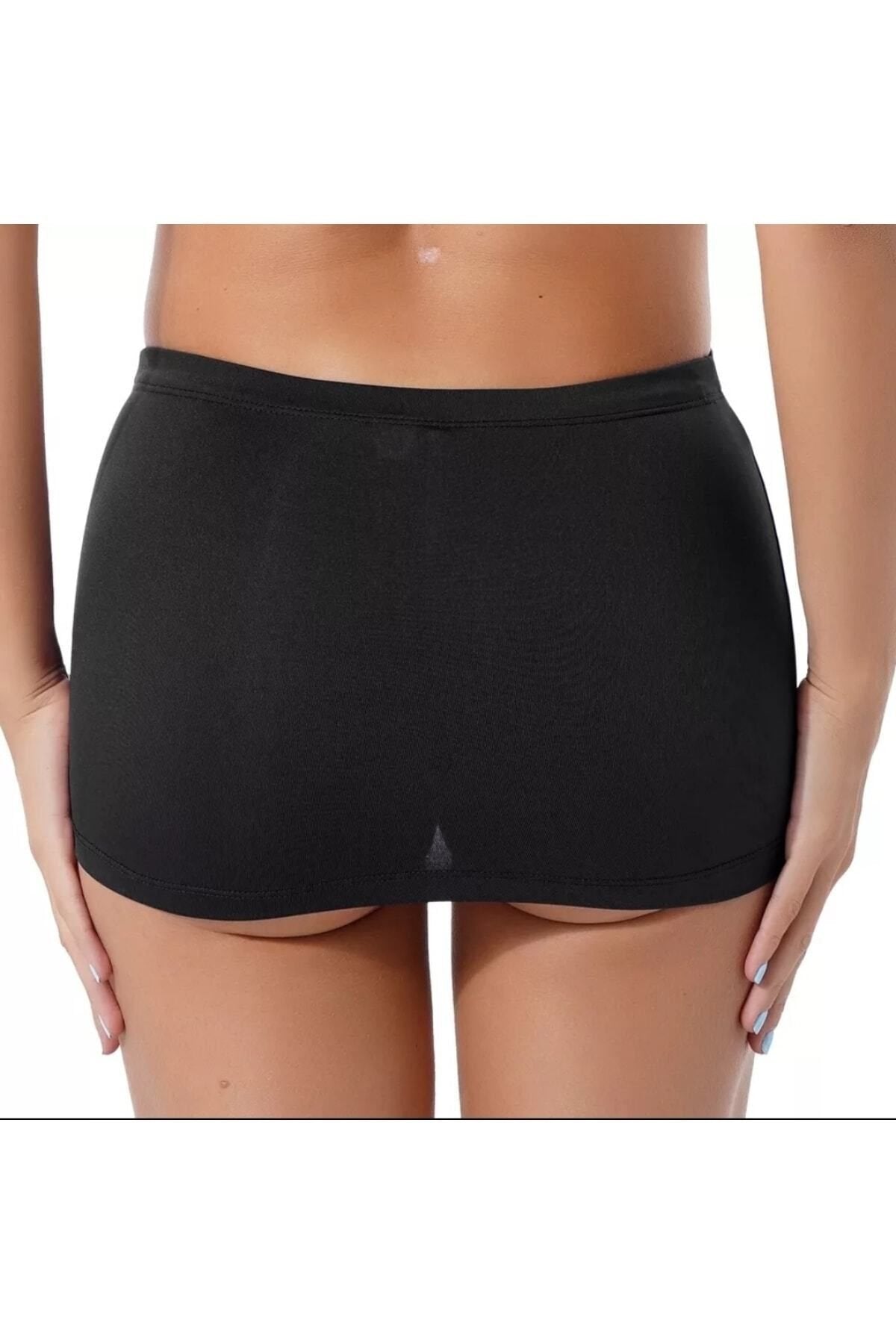 Esnek Düşük Bel Kalem Etek Siyah Renk