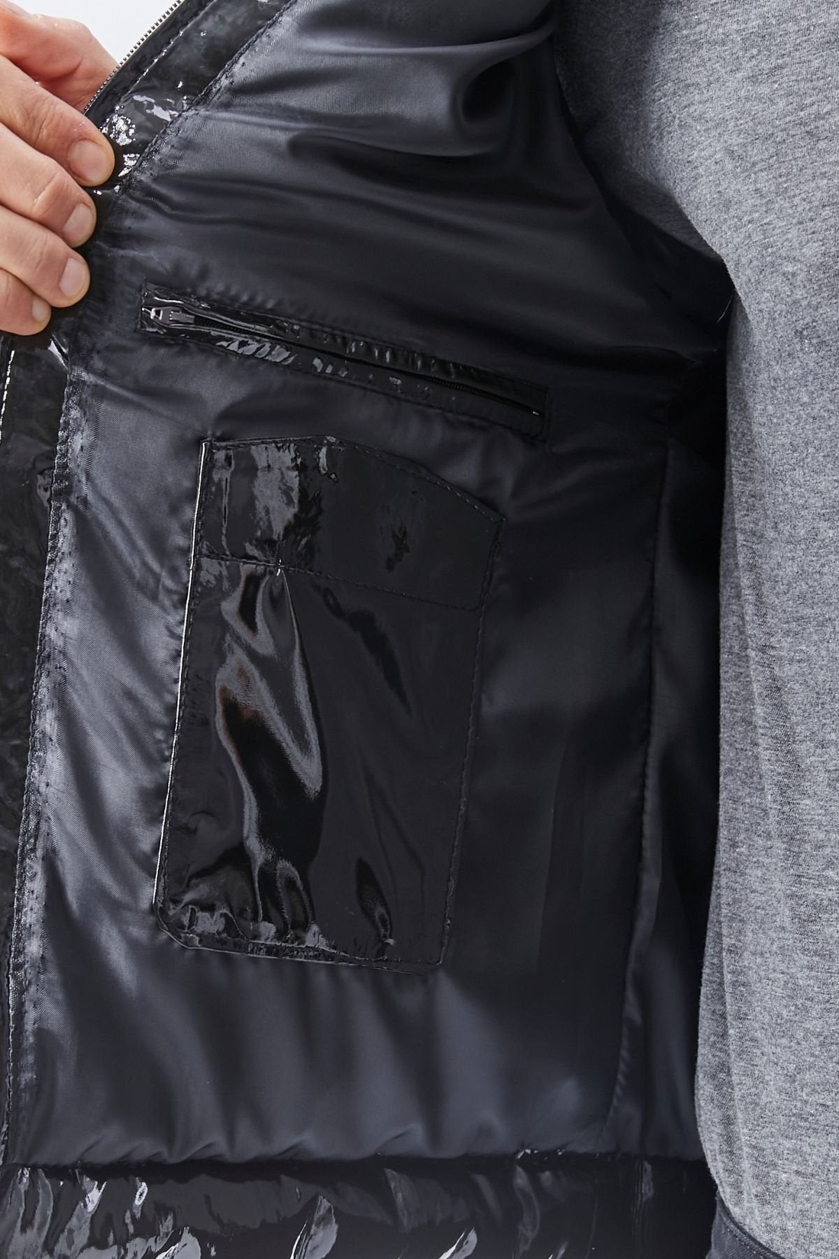 Rugan Deri Yelek Siyah Parlak Renk Erkek