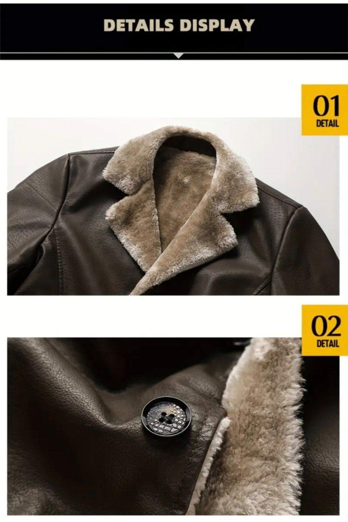 Kısa Hakiki Koyun Derisi İçi ve Yakası Kürklü ve Mont Kaban