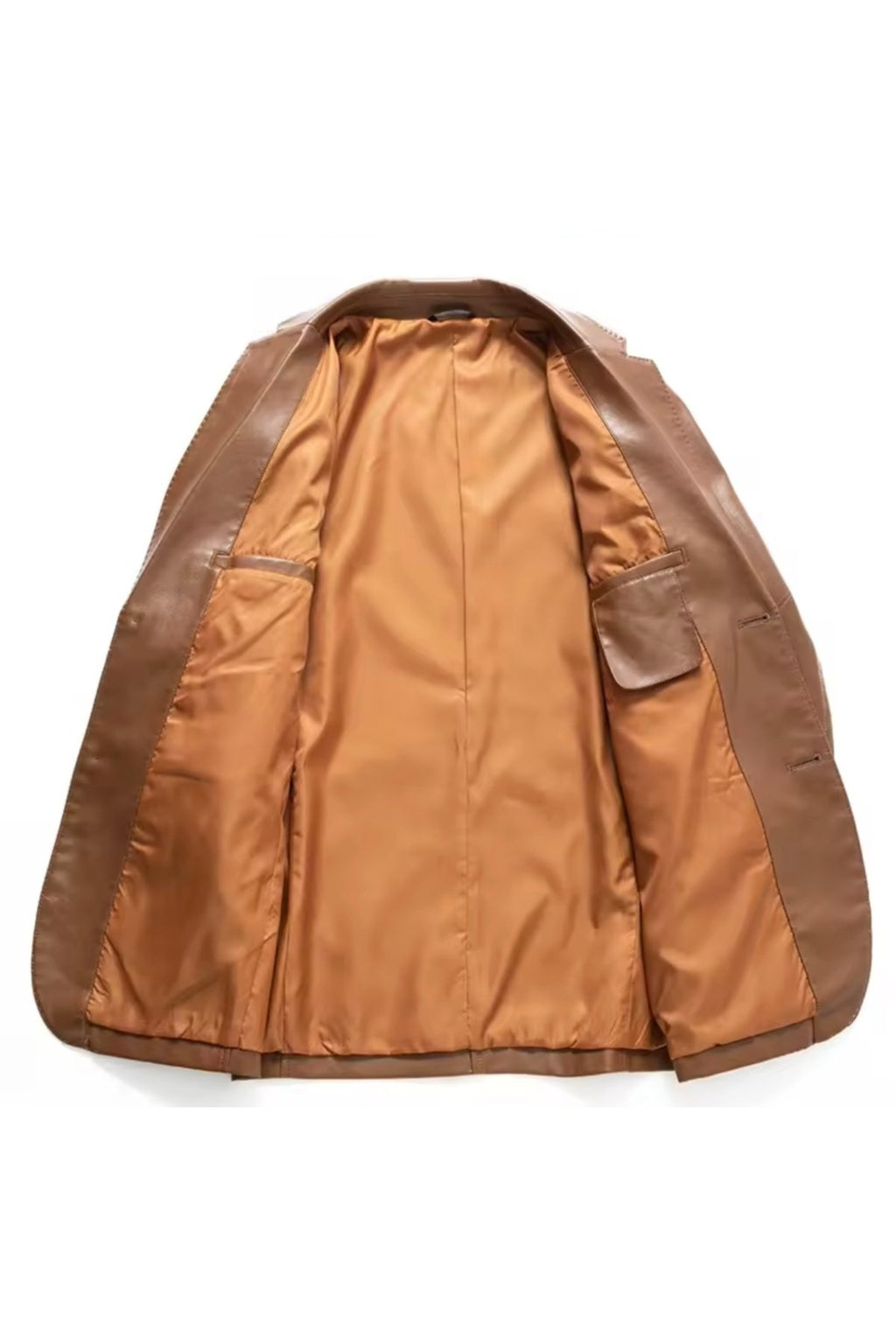 Modern Yeni Nesil Blazer Ceket Hakiki Kuzu Derisi Fermuar Cep Detaylı