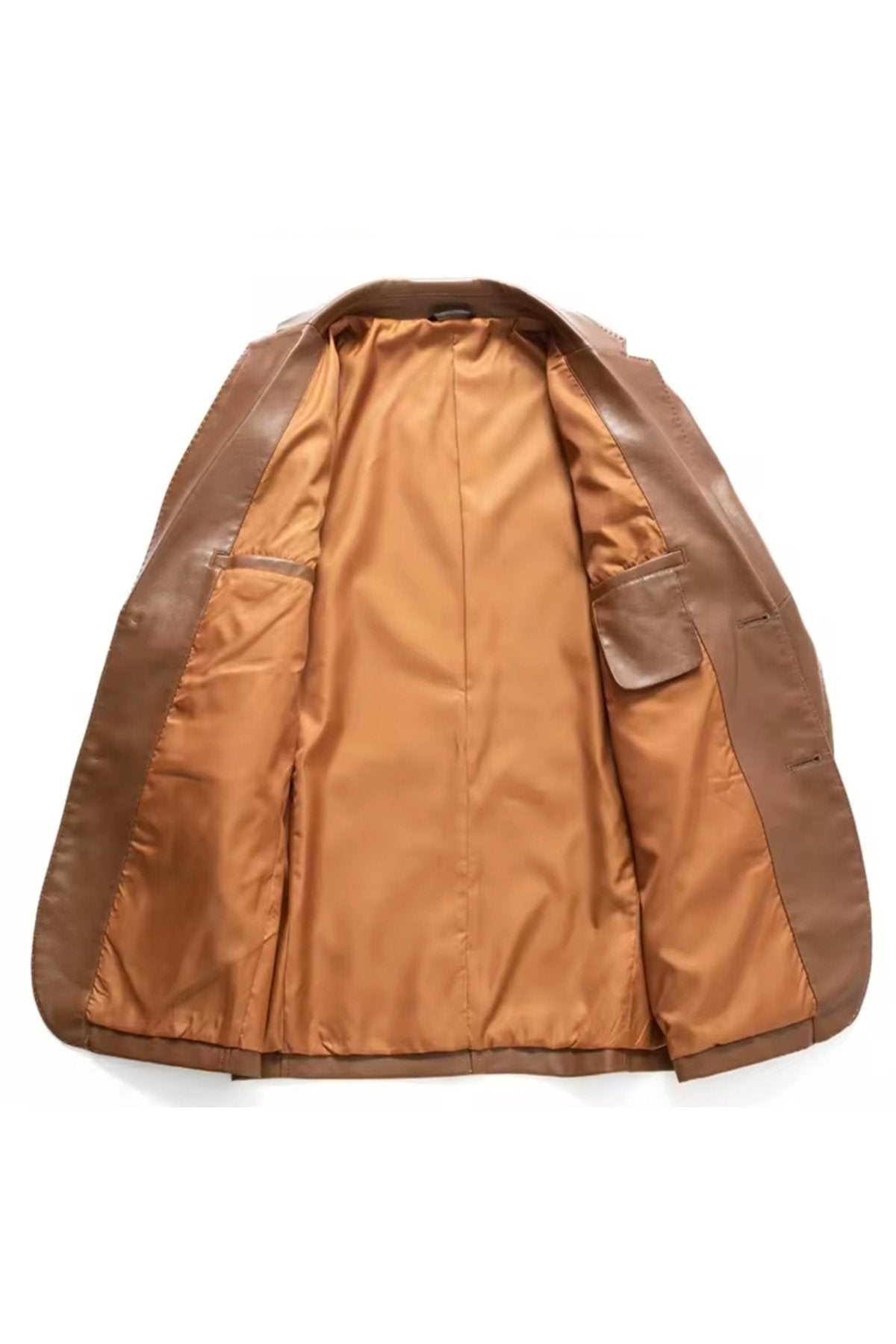 Modern Yeni Nesil Blazer Ceket Hakiki Kuzu Derisi Fermuar Cep Detaylı