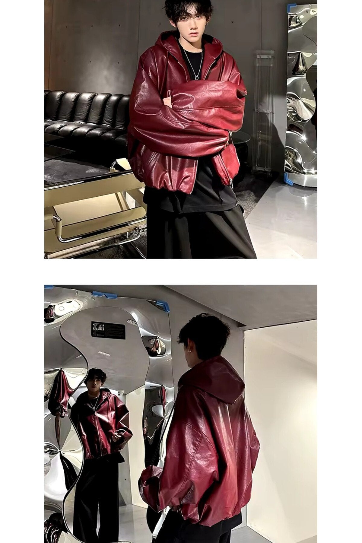 Ultra ovarsize hakiki deri unisex hip hop mont