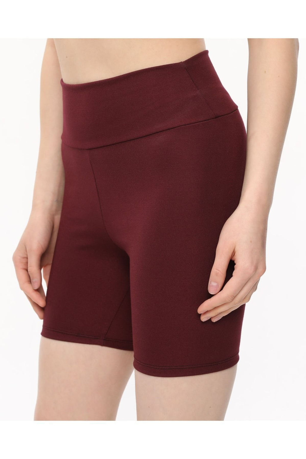 Interlok Streç Tayt Şort Yüksel Bel