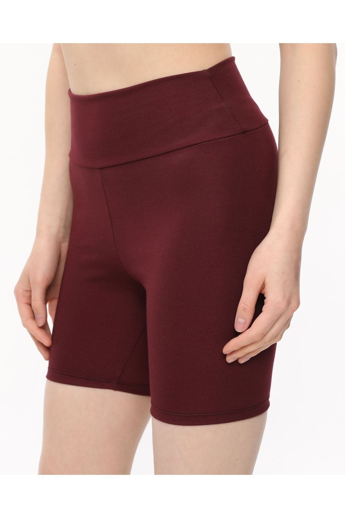 Interlok Streç Tayt Şort Yüksel Bel