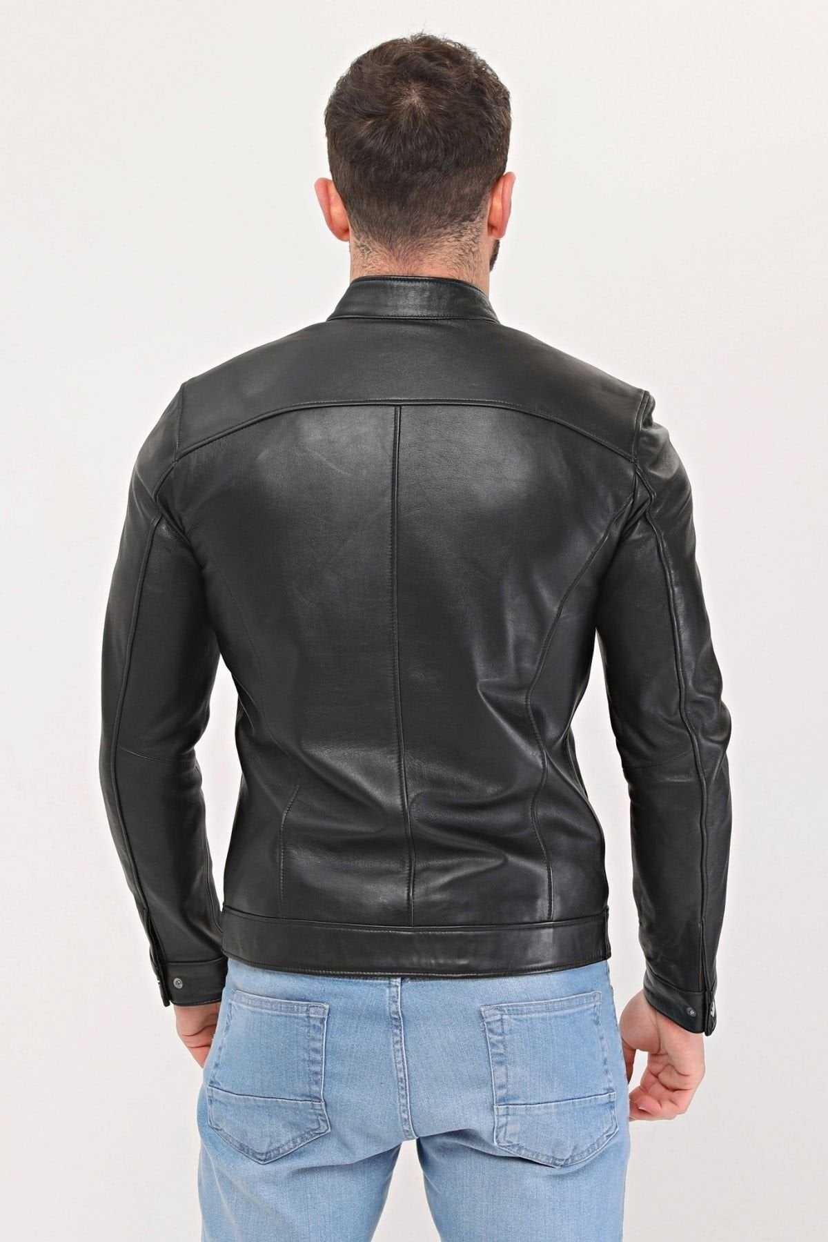 Hakiki Deri Siyah Düz Ceket