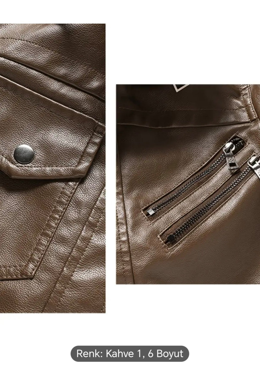 Kapüşonlu hakiki deri apolet ve fermuar detaylı mont