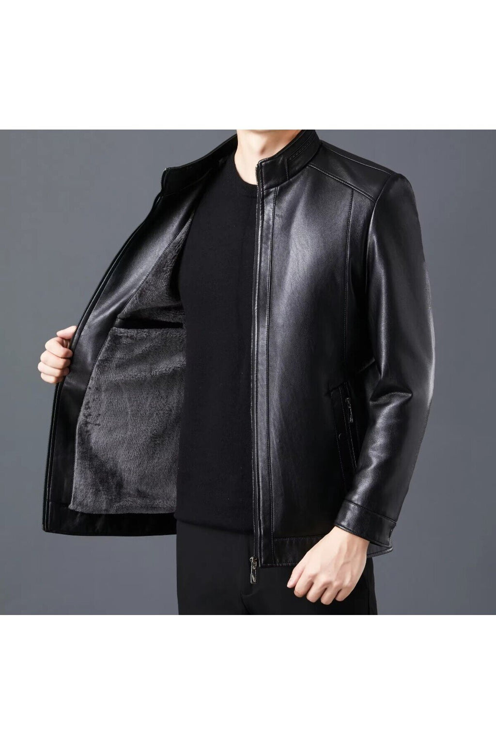 Tüylü Hakiki Deri Ceket Erkek Dar Kesim