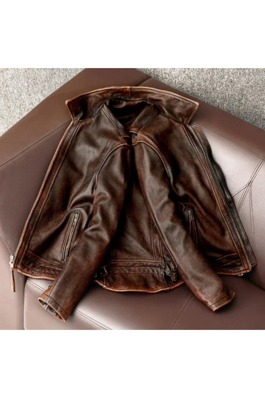 Eskitme Silme Hakiki Koyun Derisi Ceket Tarzı Mont