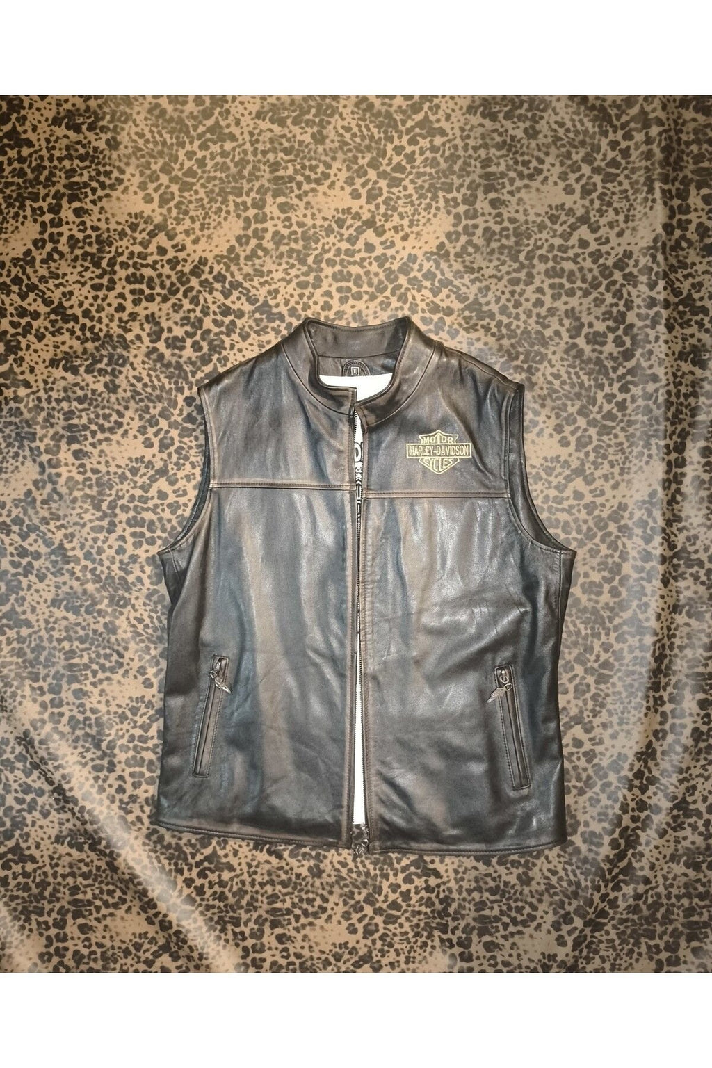 Hakiki deri Erkek yelek regular-fit model motorcu tarzı eskitme