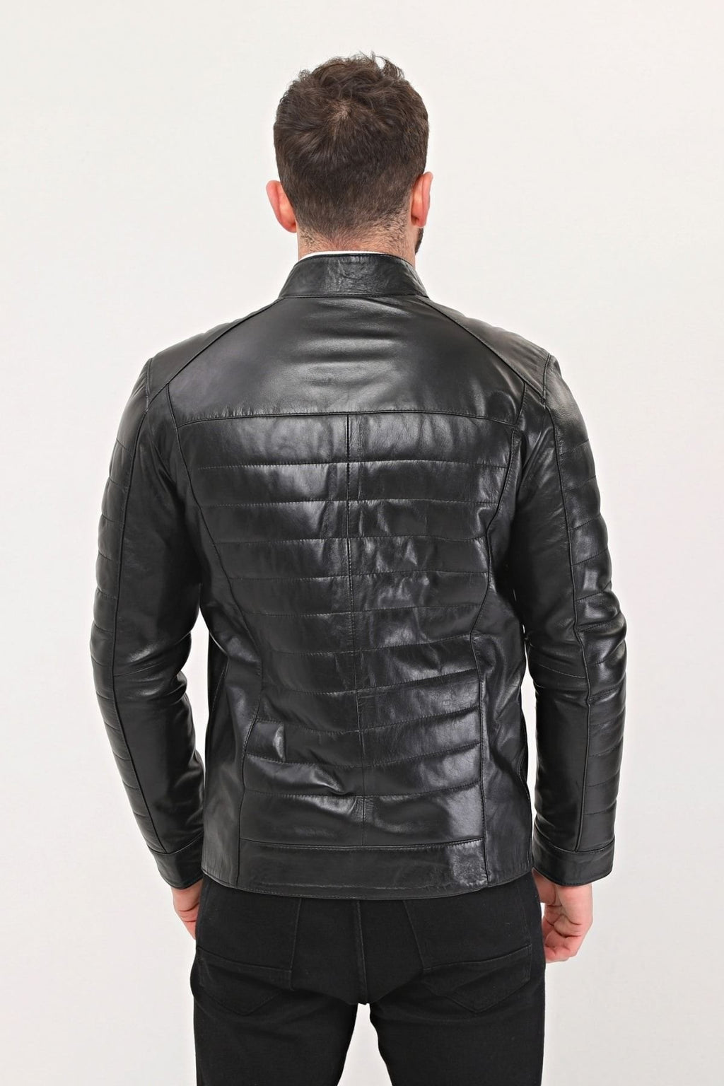 Hakiki Deri Şişme Tarzı Mont Siyah Renk