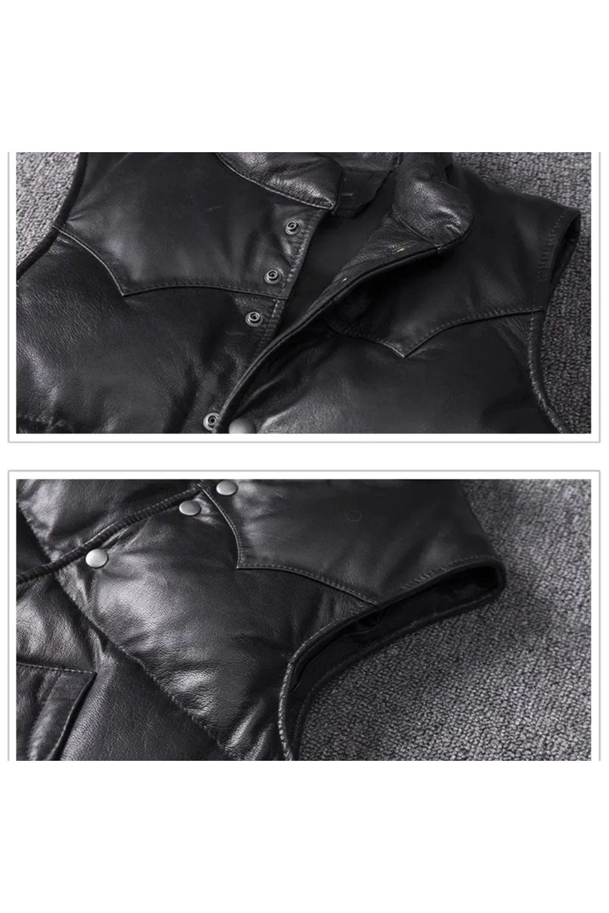 Şişme yelek hakiki kuzu derisi dar kesim siyah renk