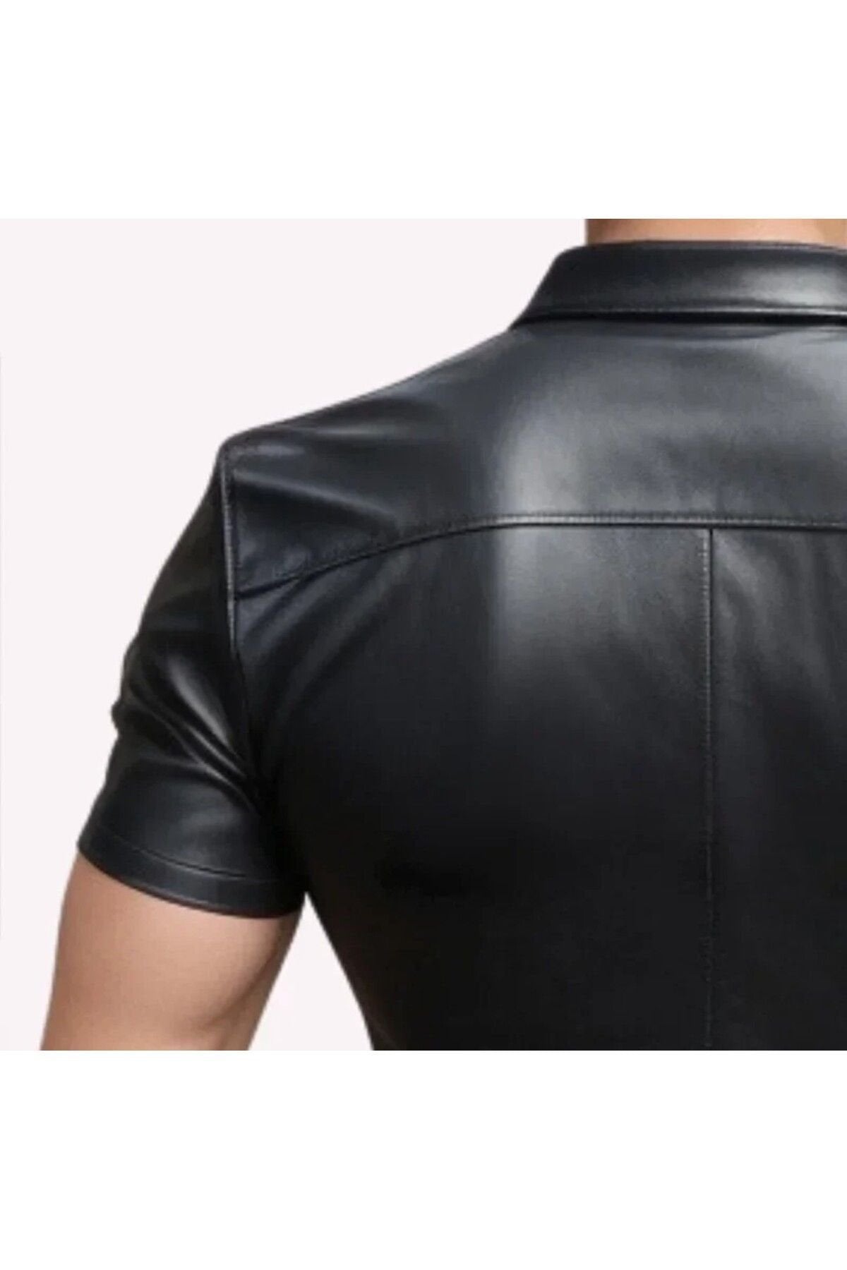 Deri gömlek erkek kısa kollu