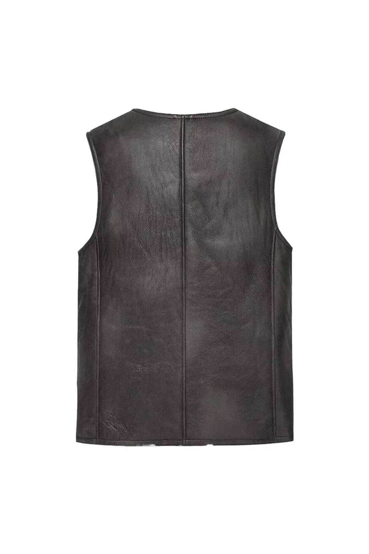 Zik Hakiki koyun derisi içi tüylü dar kesim yelek