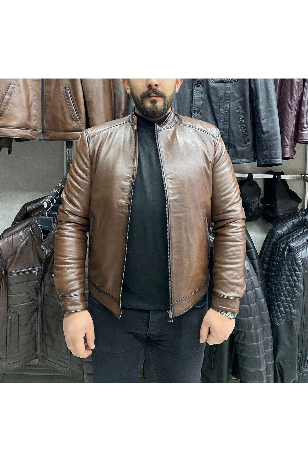 Spor Ceket Hakiki Deri Slim Fit ,Gündelik,Mevsimlik