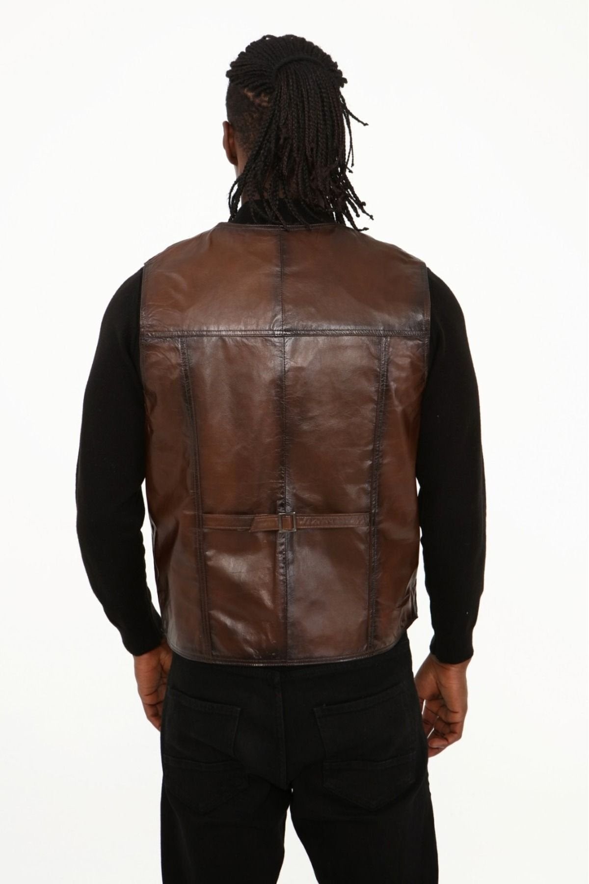 Klasik hakiki kuzu derisi yelek rahat kesim