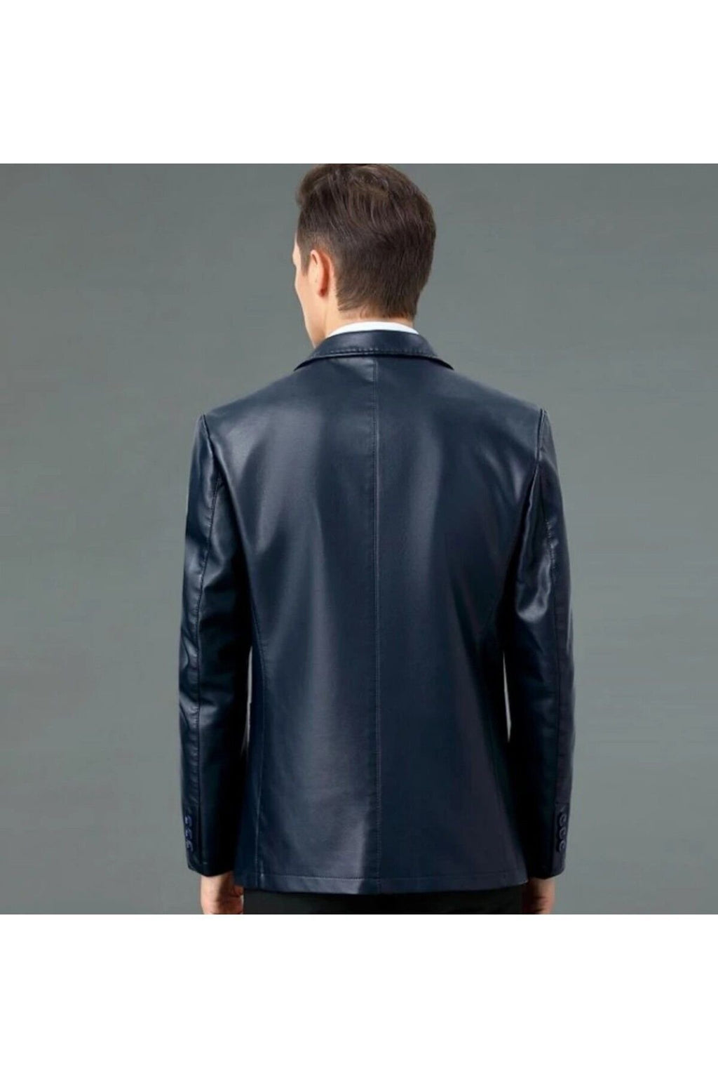 Hakiki deri ince kesit blazer klasik ceket