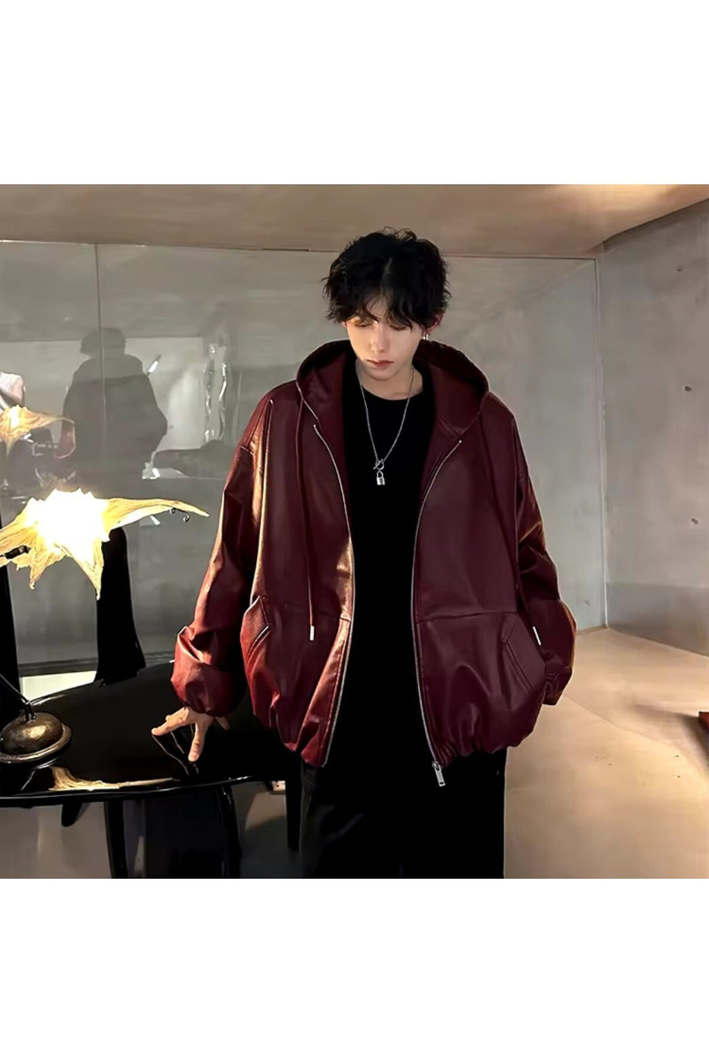 Ultra ovarsize hakiki deri unisex hip hop mont