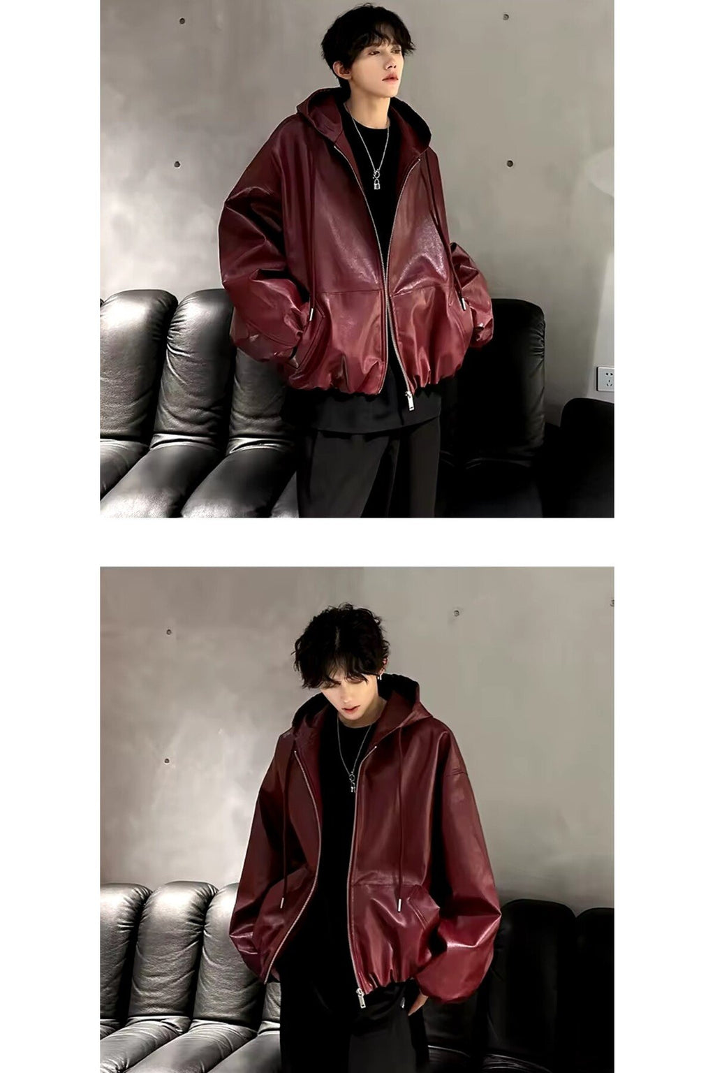 Ultra ovarsize hakiki deri unisex hip hop mont