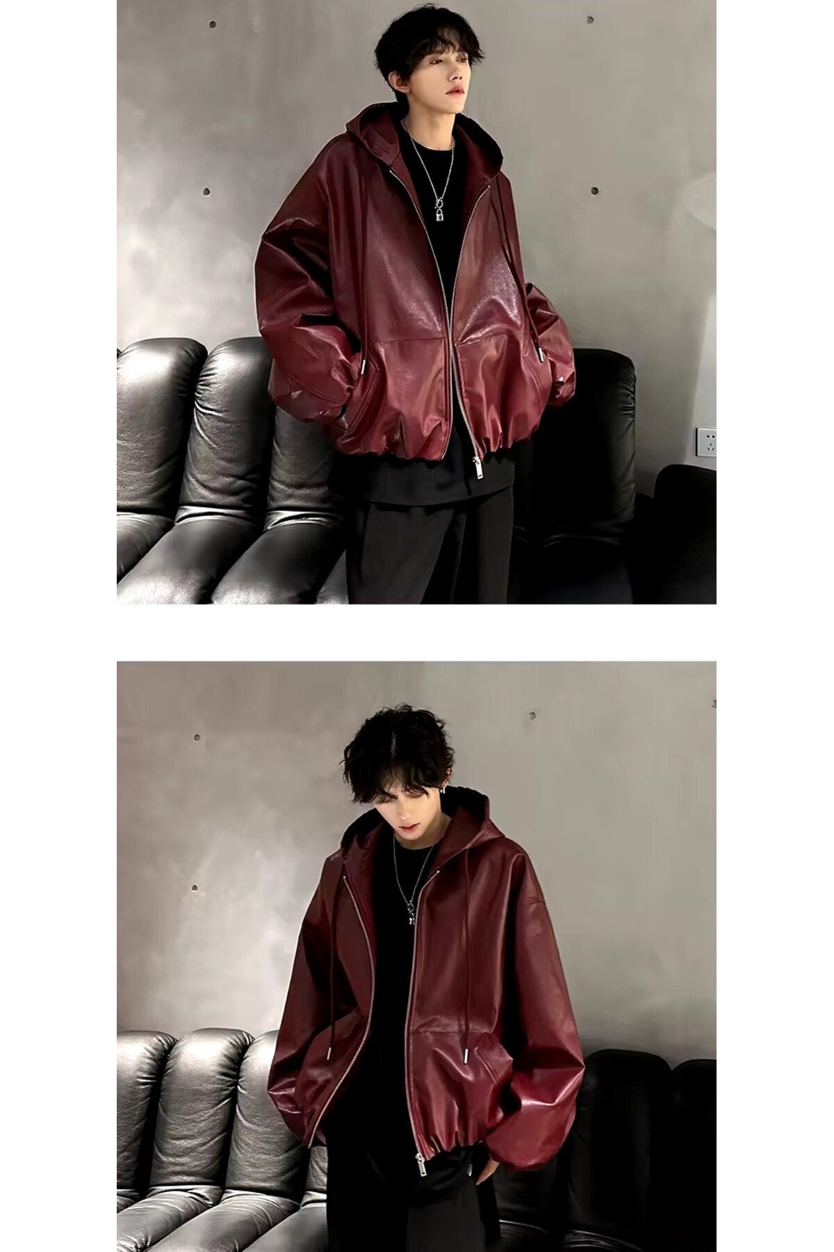 Ultra ovarsize hakiki deri unisex hip hop mont