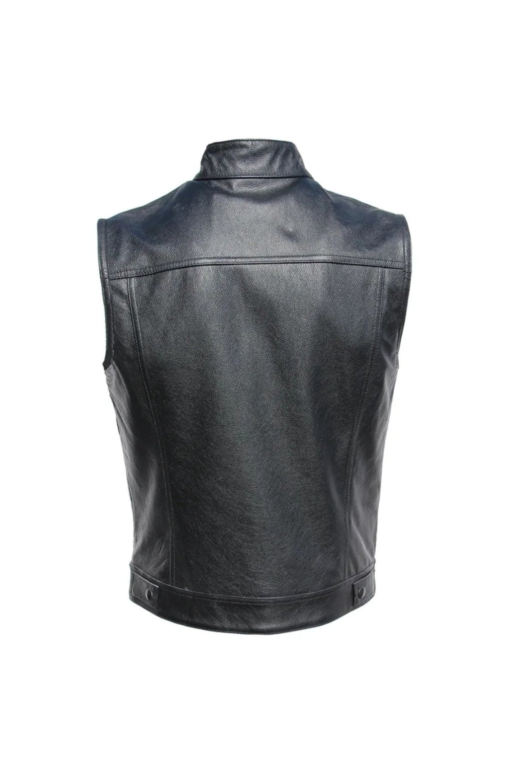 Hakiki deri motorcu tarzı yelek siyah renk cepleri fermuarlı