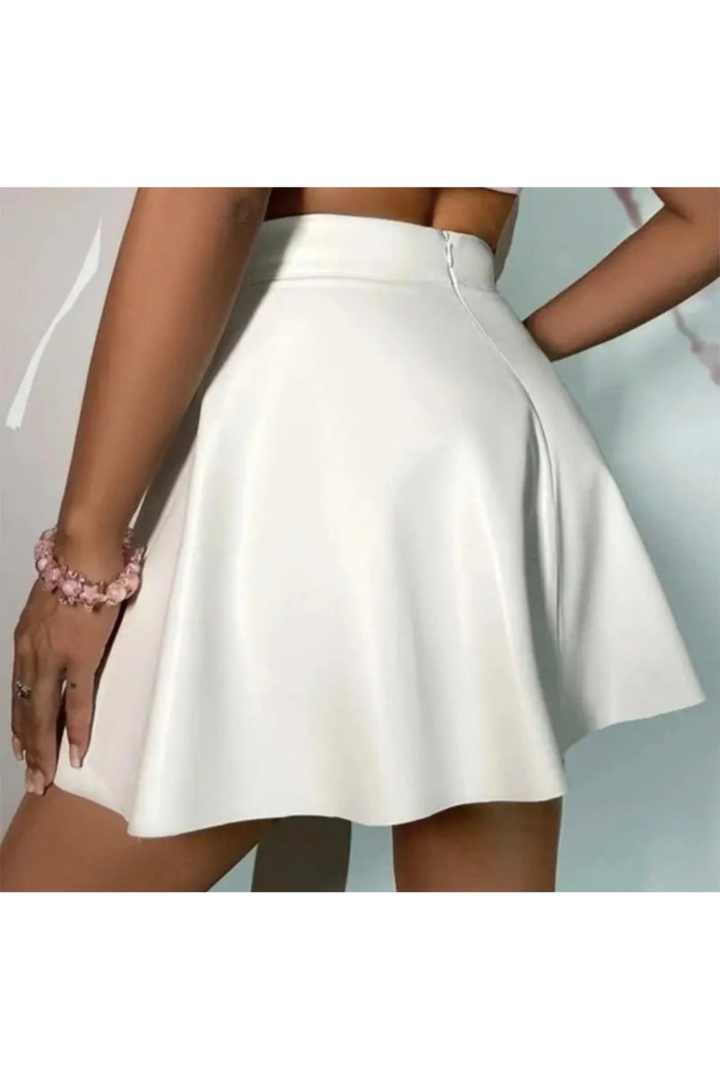 Ekru Beyaz Deri Etek