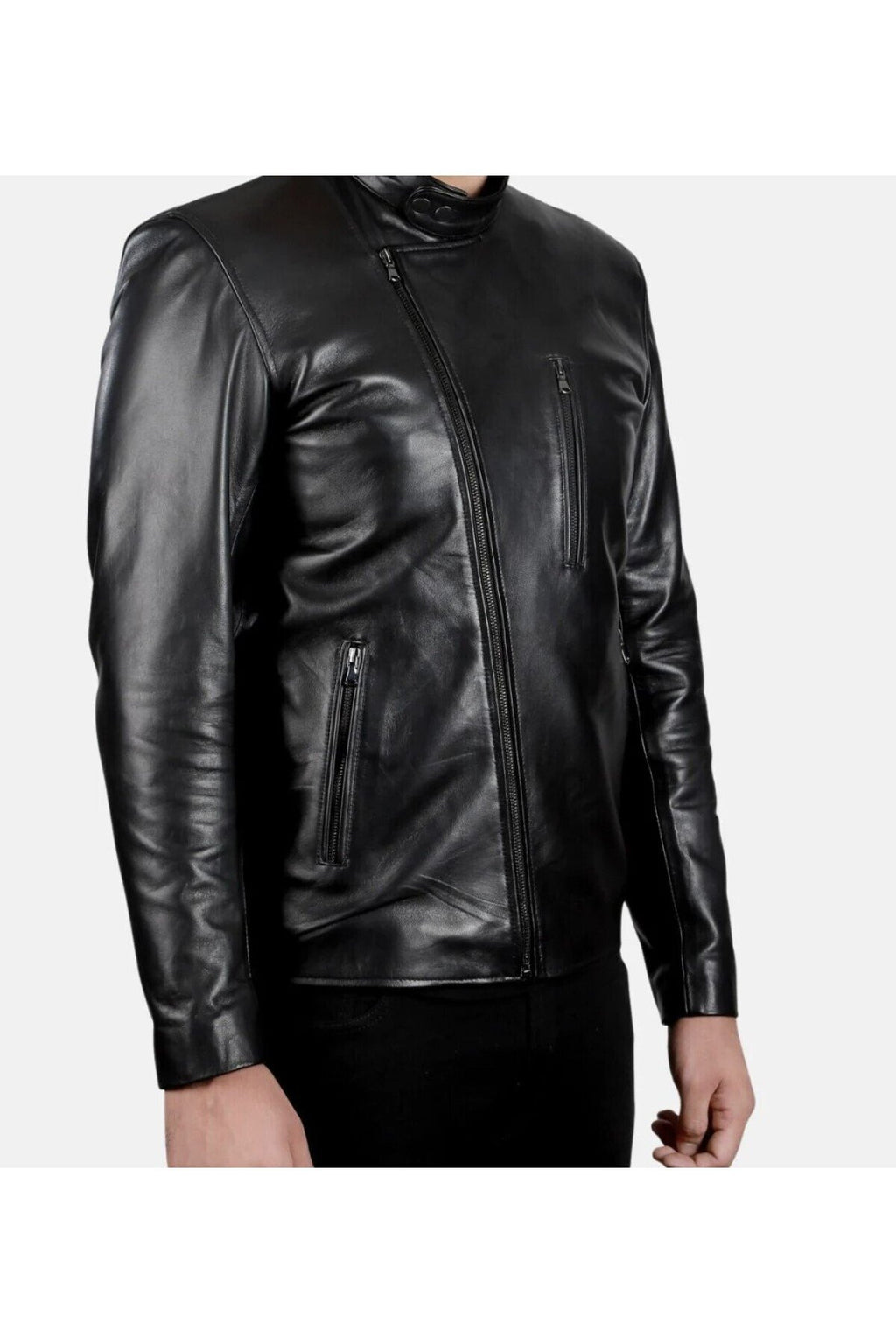 Prof Model Hakiki Kuzu Derisi Zik Çapraz Kapama Fermuarlı Spor Mont