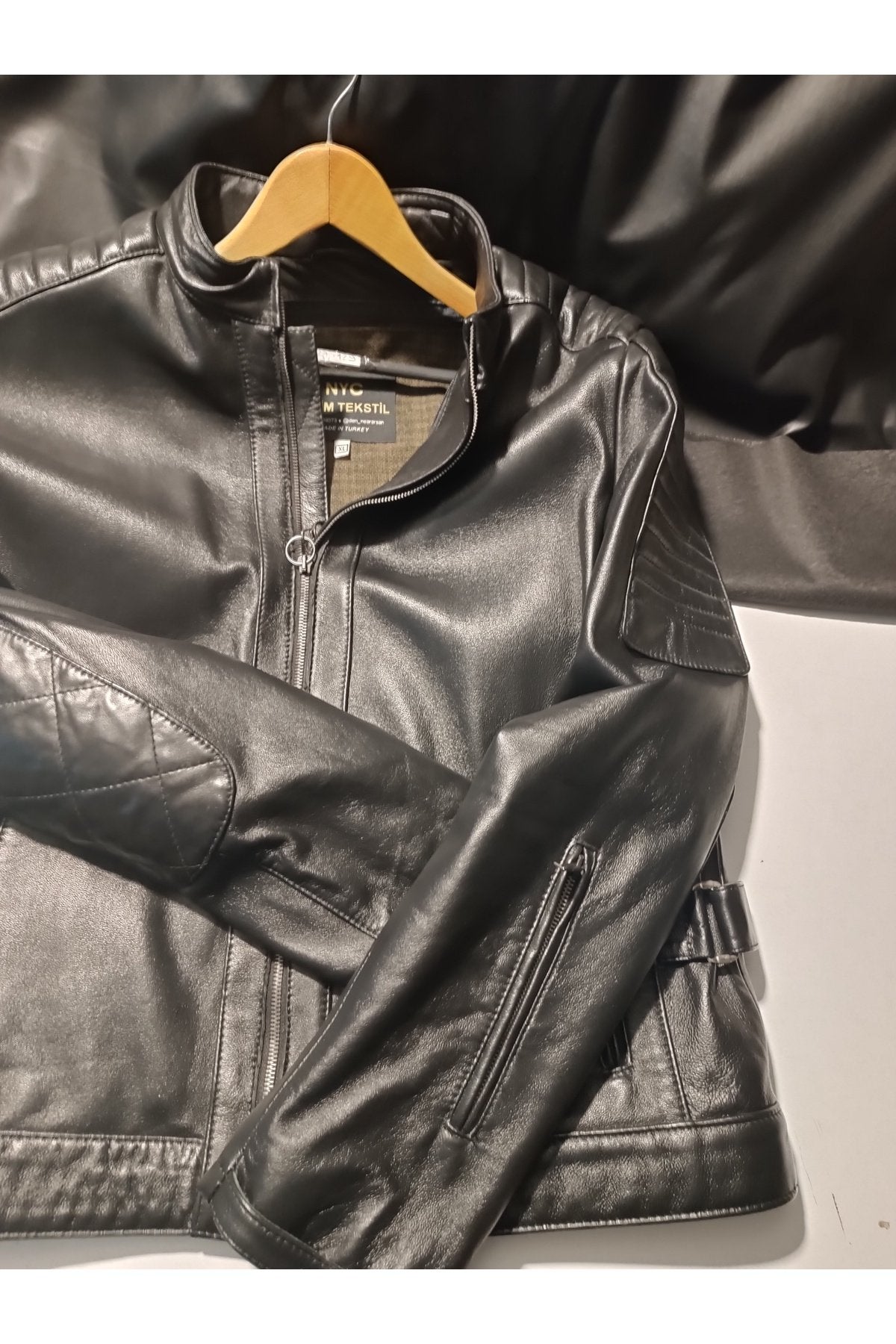 Motorcu Kalın Dana Derisi Çıkartılabilir Korumalı ve Seyyar İç Astarlı Mont