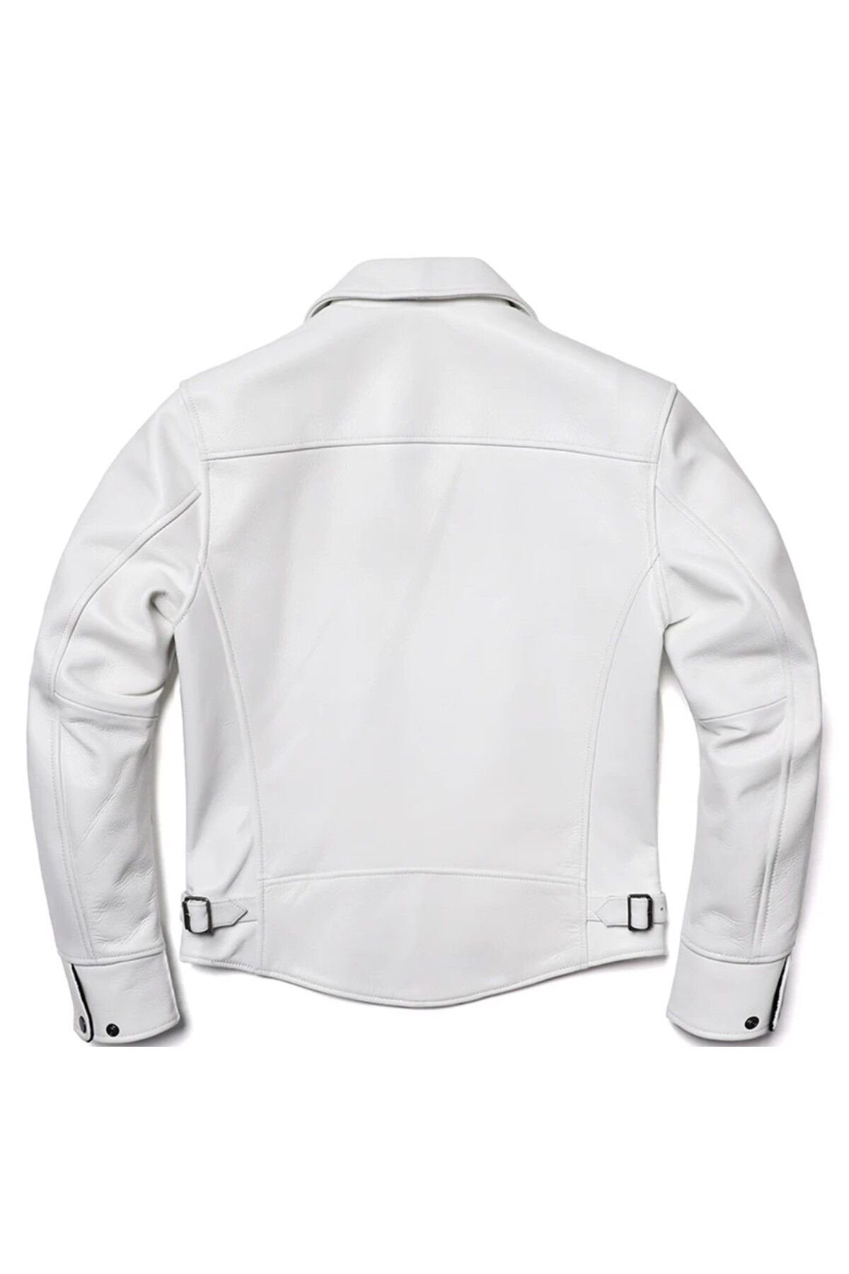 Beyaz hakiki deri mont