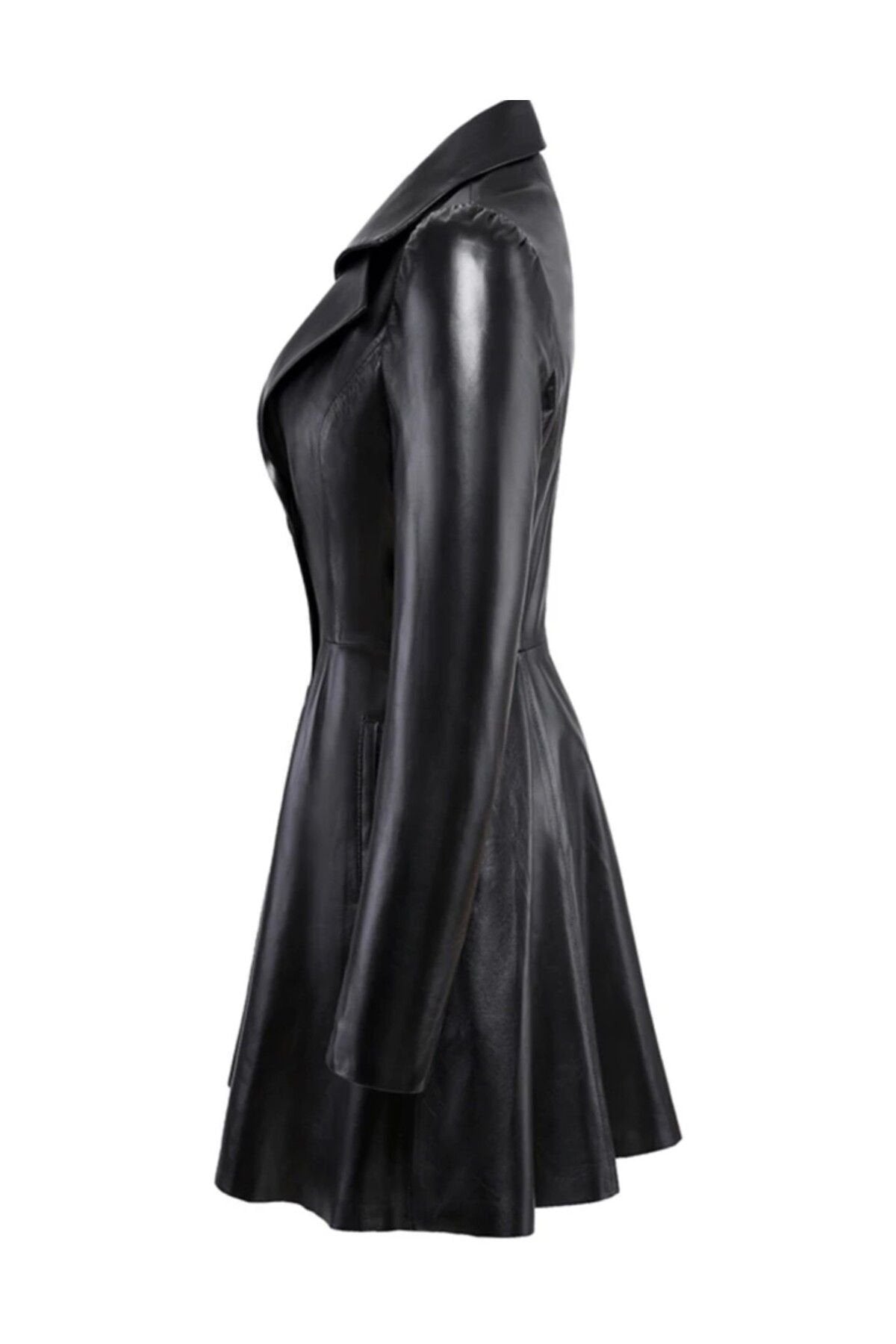 Kadın Hakiki Kuzu Derisi Uzun Ceket