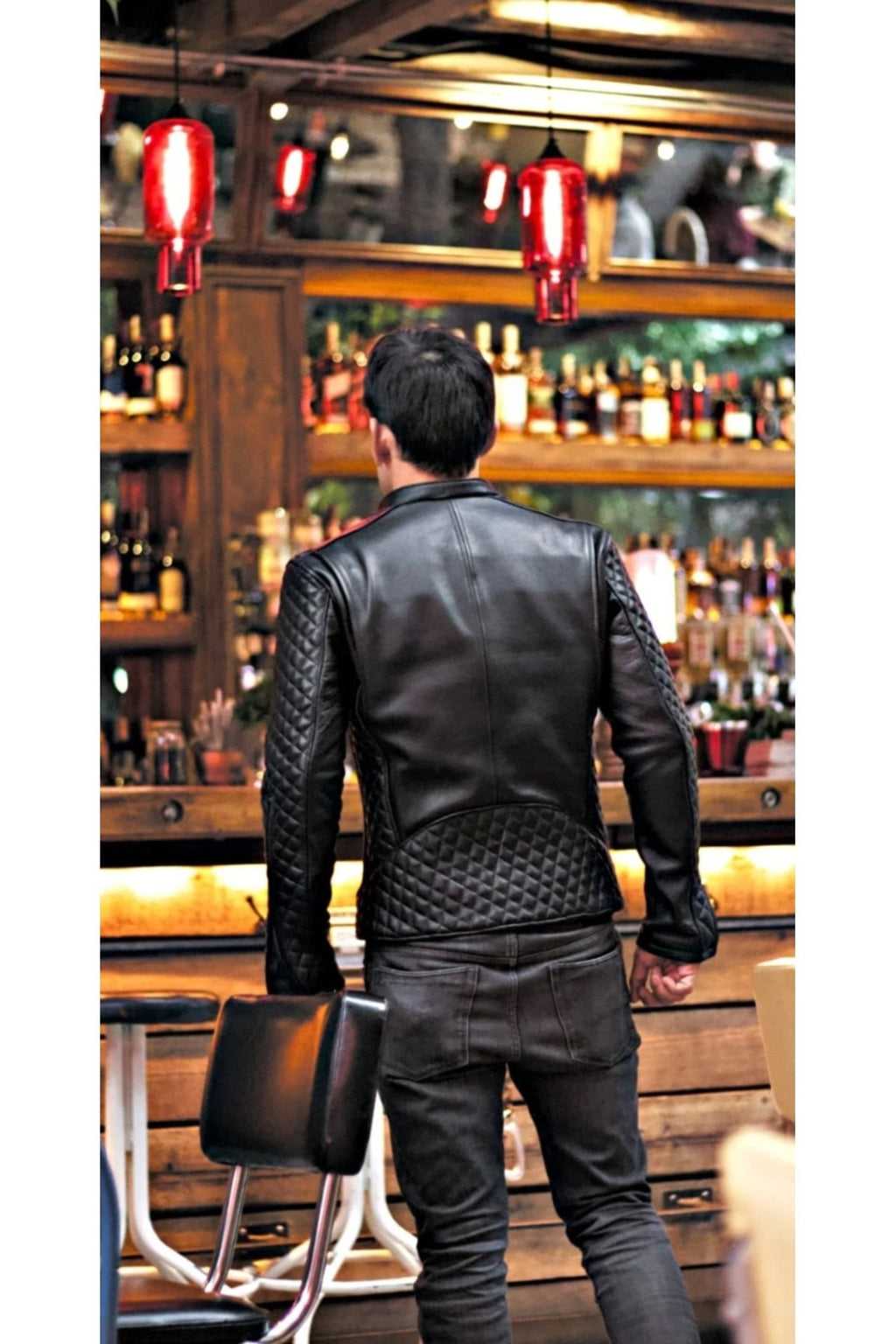 Prof Model Kapitone Dikim Detaylı Hakiki Koyun Derisi Biker Mont