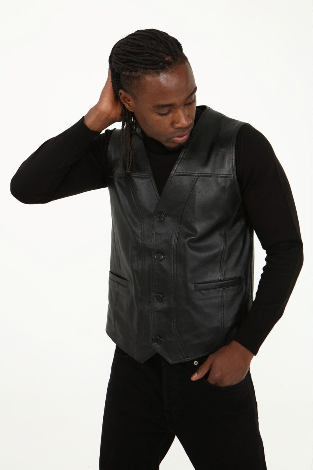 Klasik hakiki kuzu derisi yelek rahat kesim