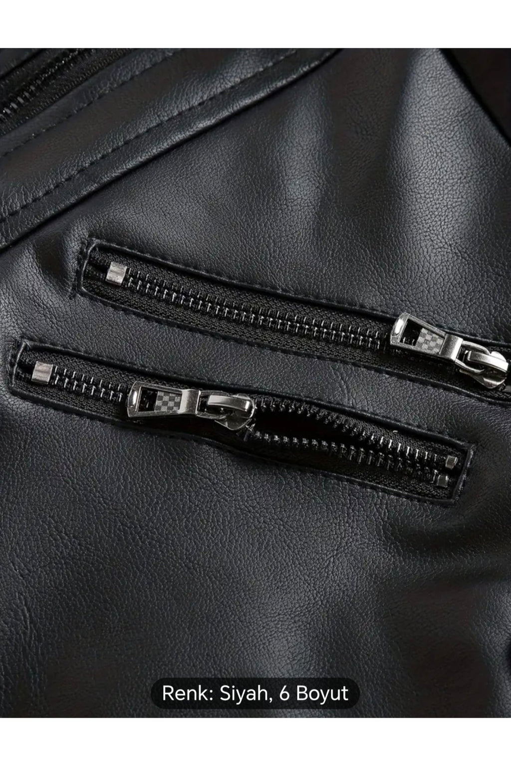 Kapüşonlu hakiki deri apolet ve fermuar detaylı mont