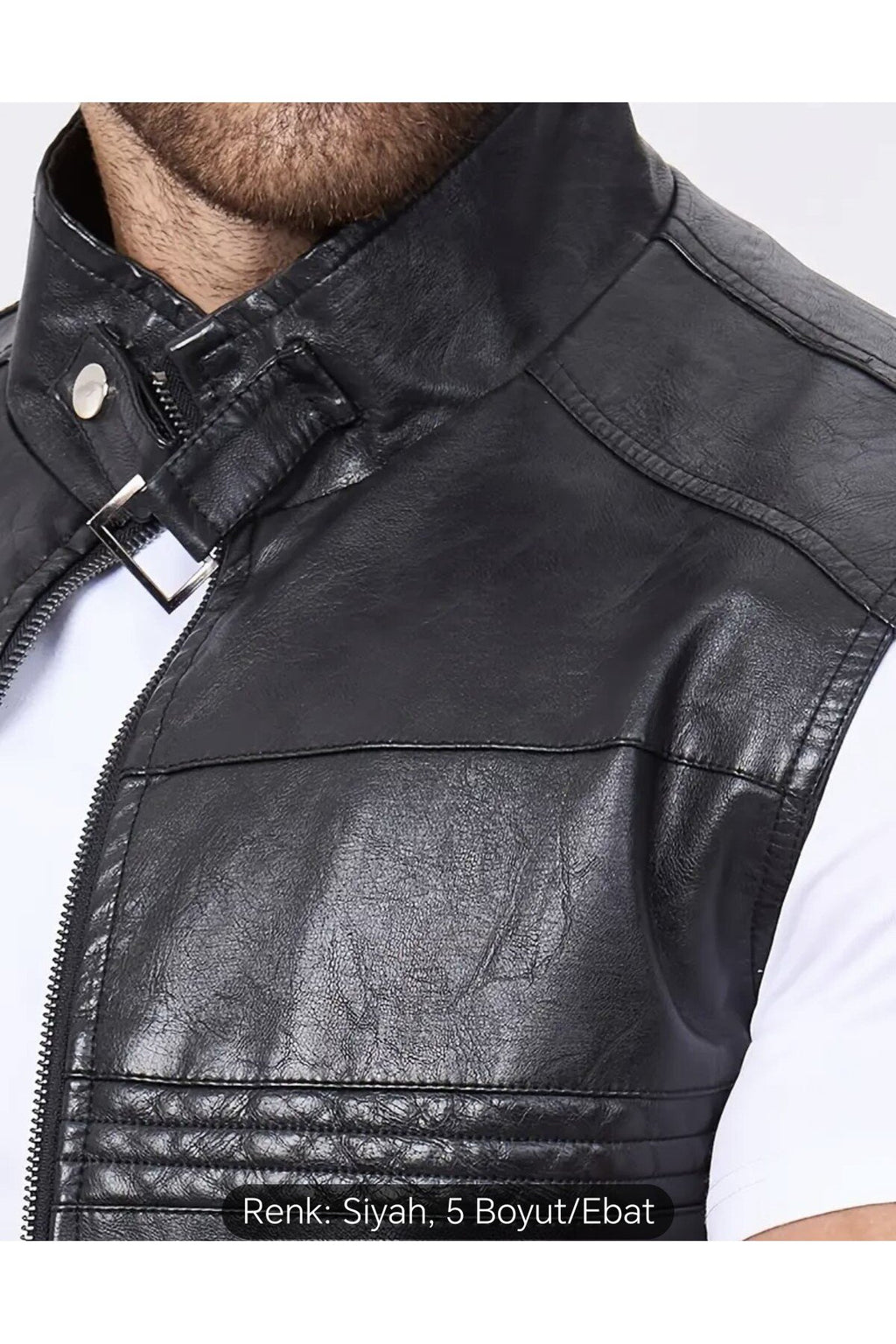 Uzun Hakim Yaka Regular Fit Hakiki Deri Yelek