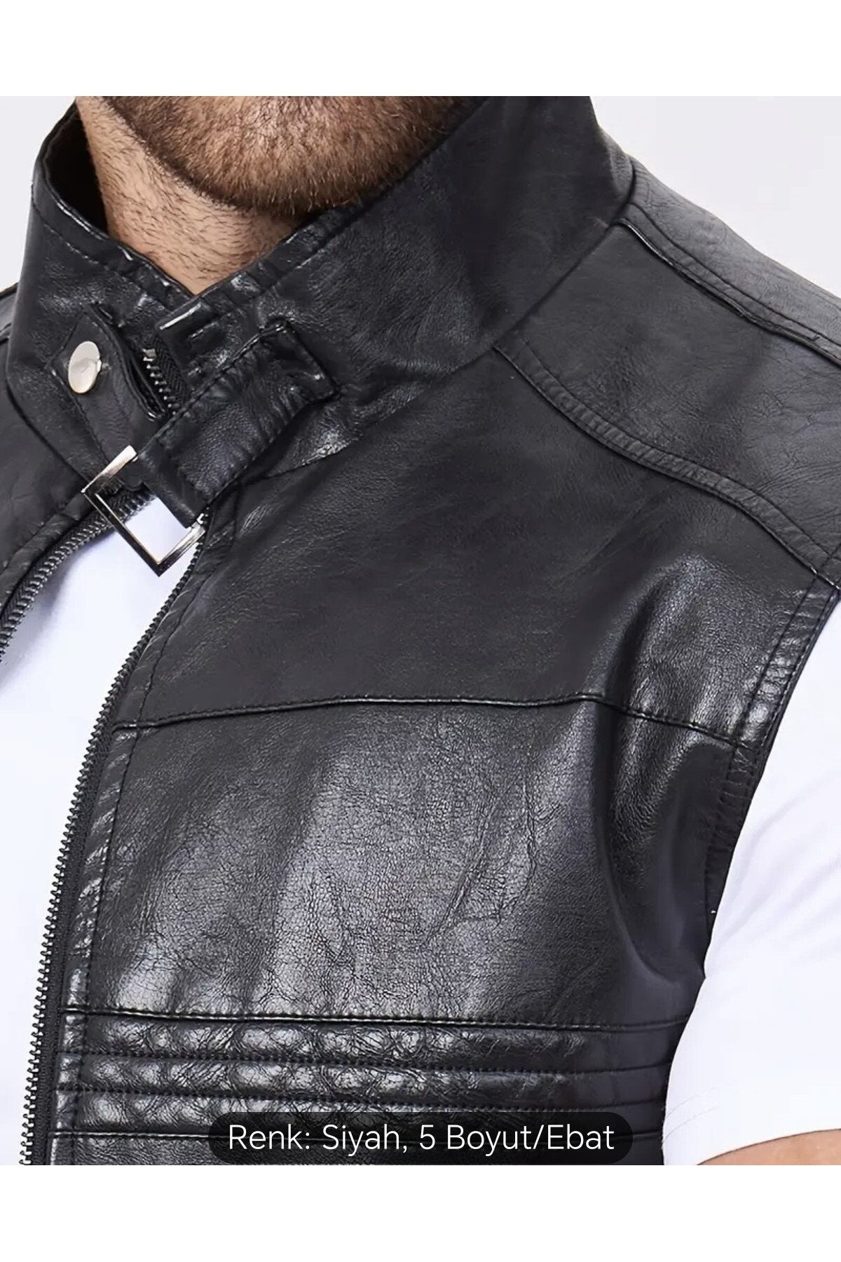 Uzun Hakim Yaka Regular Fit Hakiki Deri Yelek