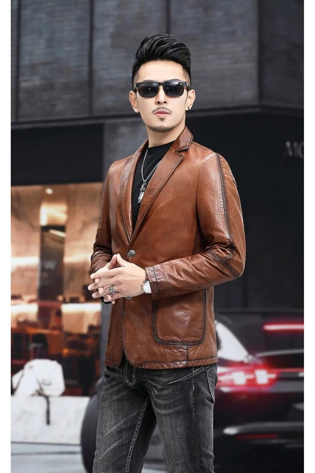 Hakiki deri slim fit erkek ceket