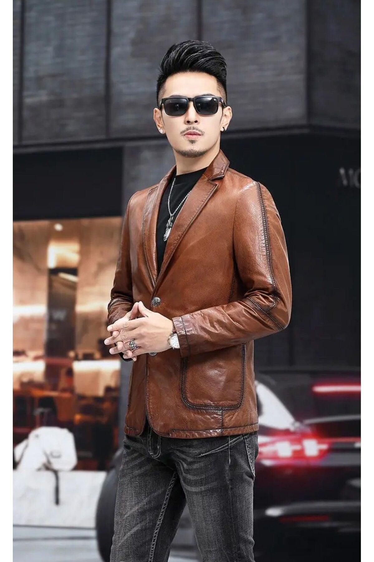 Hakiki deri slim fit erkek ceket