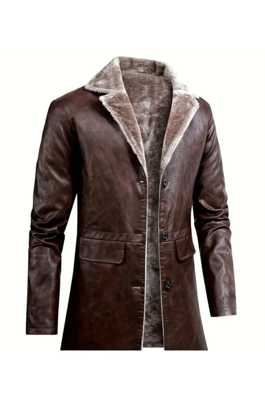 Cepleri Kapaklı Hakiki Koyun Derisi Uzun Kaban İçi ve Yakası Kürklü