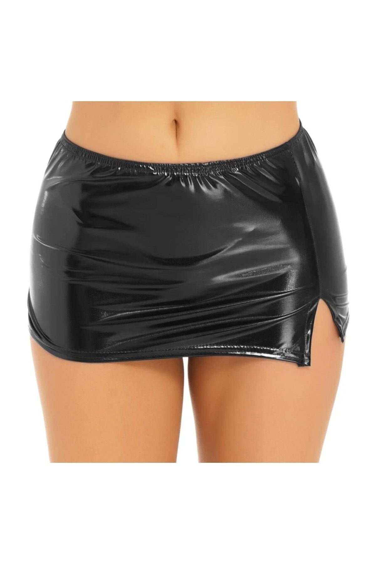 Rugan Düşük Bel Mini Etek Siyah Renk