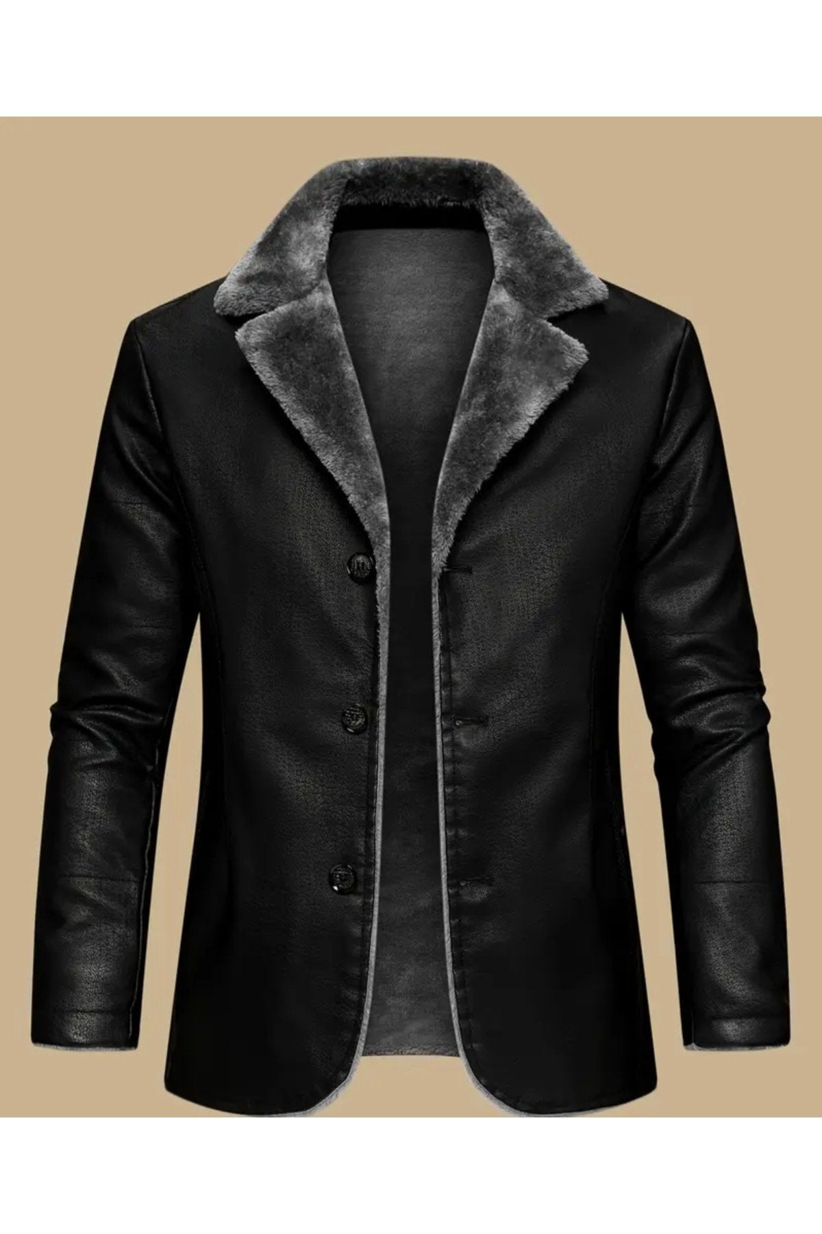 Kısa Hakiki Koyun Derisi İçi ve Yakası Kürklü ve Mont Kaban