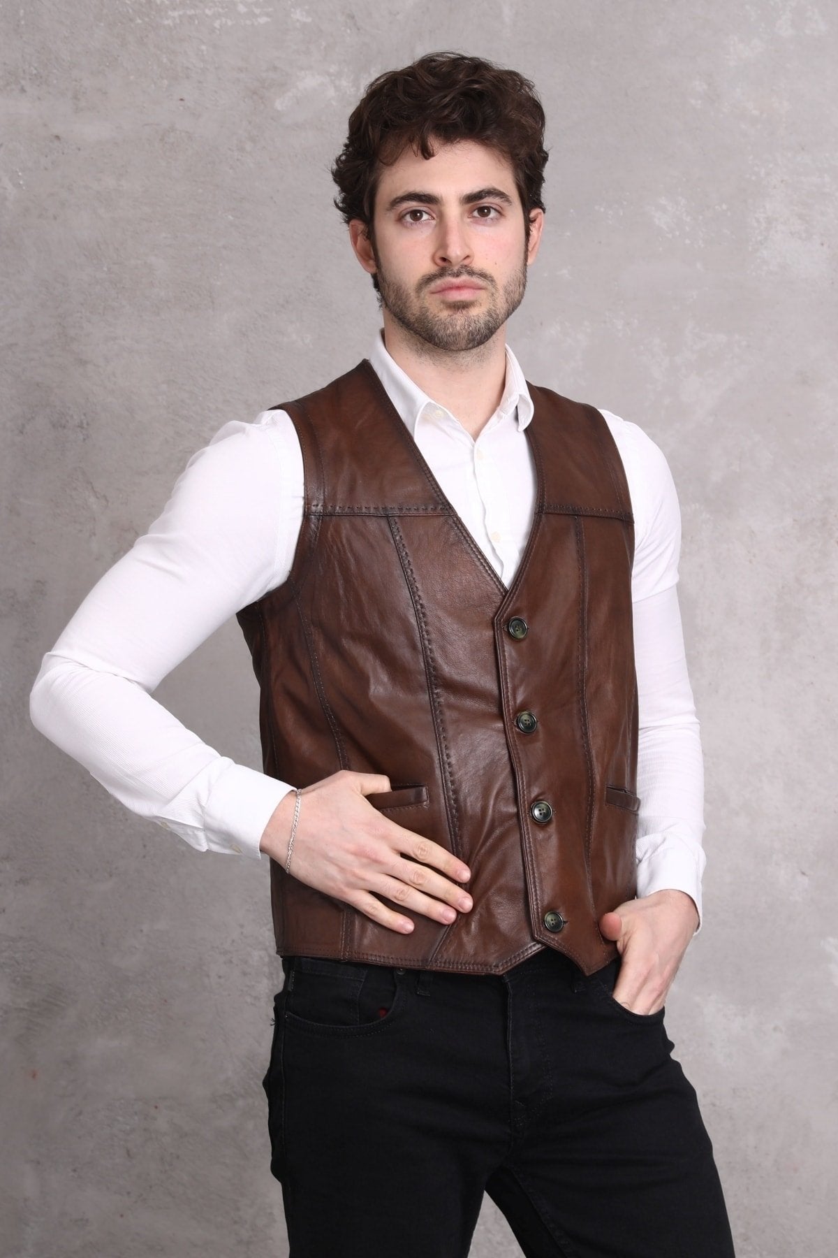 Hakiki Deri Yelek Battal Beden