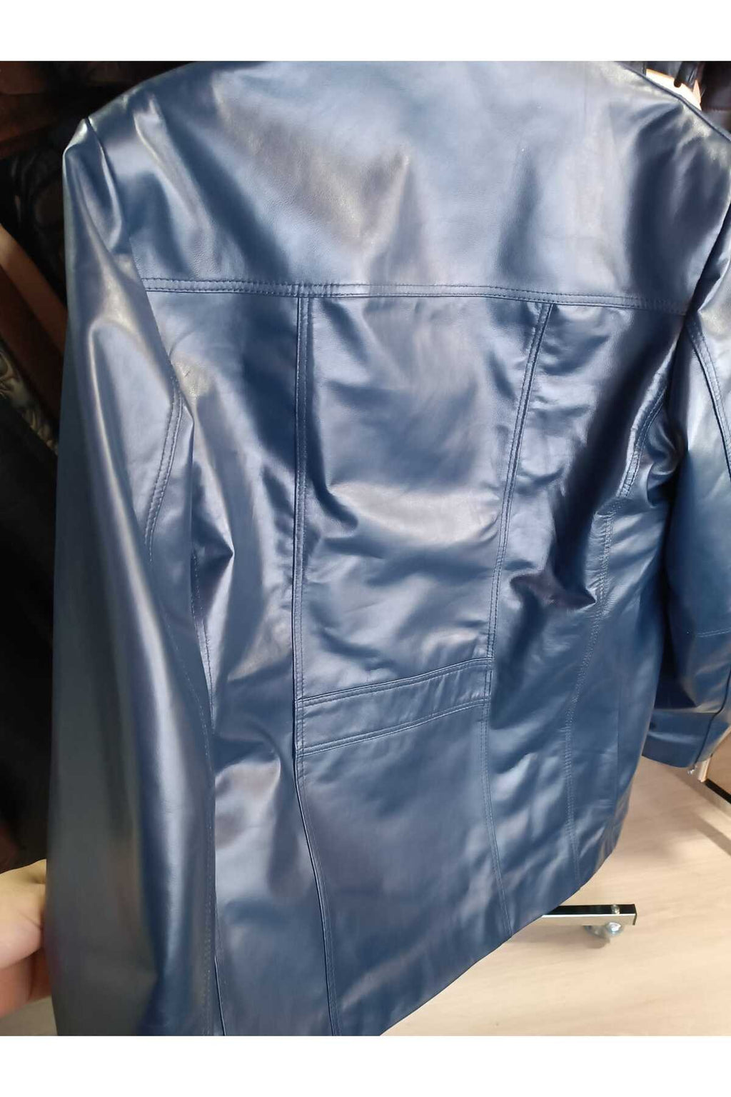 Hakiki Kuzu Derisi Lacivert Renk Uzun Ceket