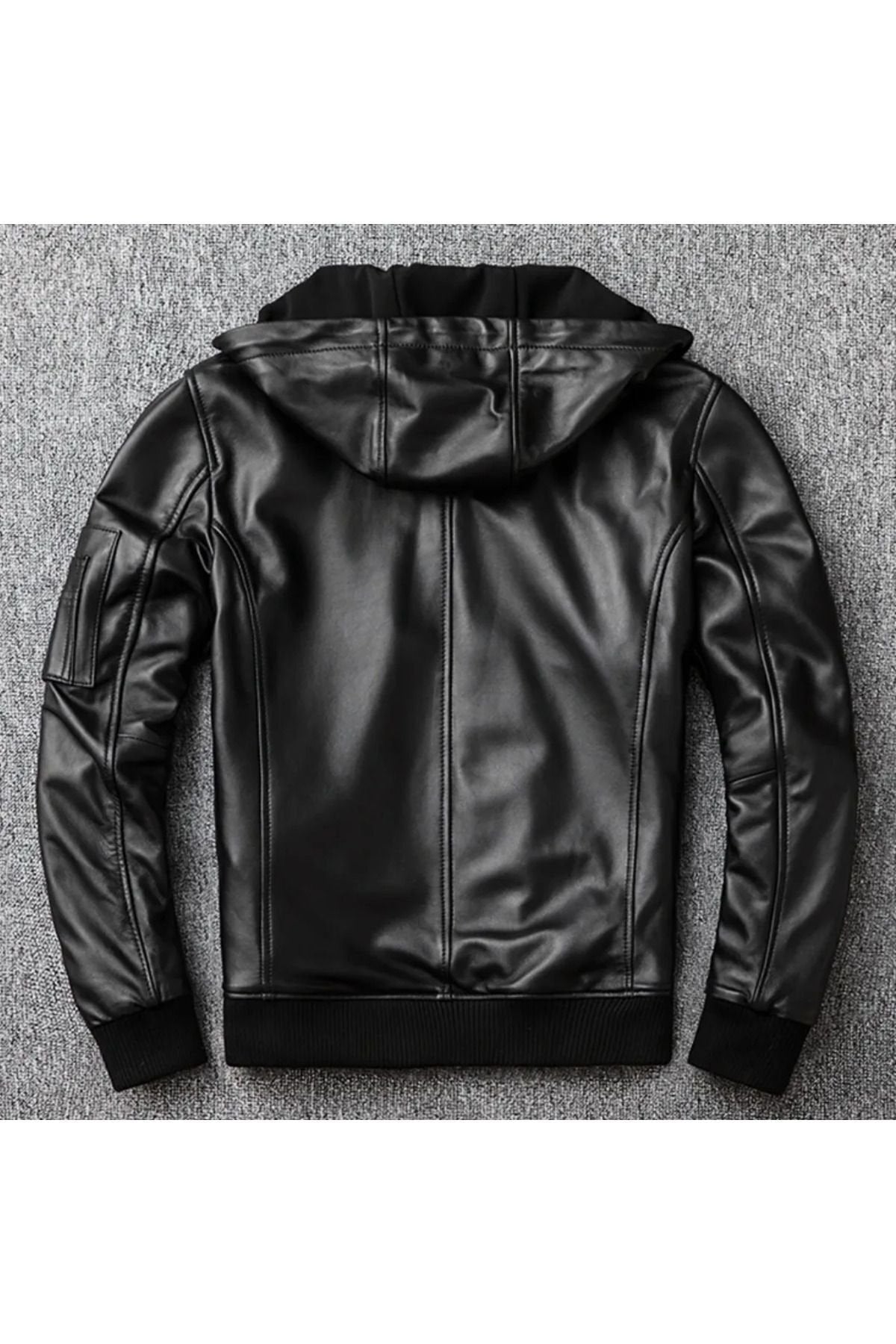 Kapüşonlu kuzu derisi mont