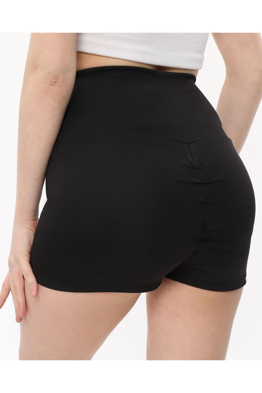 Arkası Hafif Büzgülü Şort Yüksek Bel