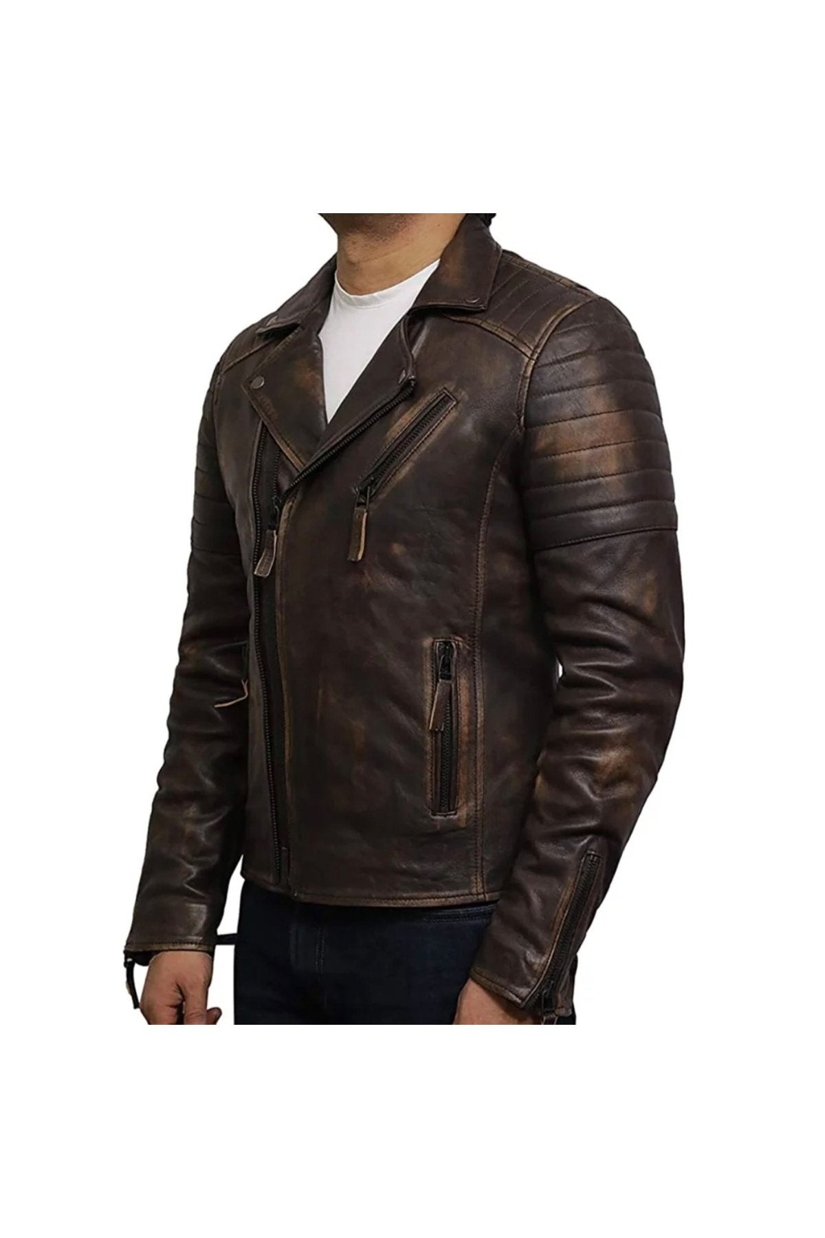 Eskitme Silme Hakiki Koyun Derisi Ceket Tarzı Mont