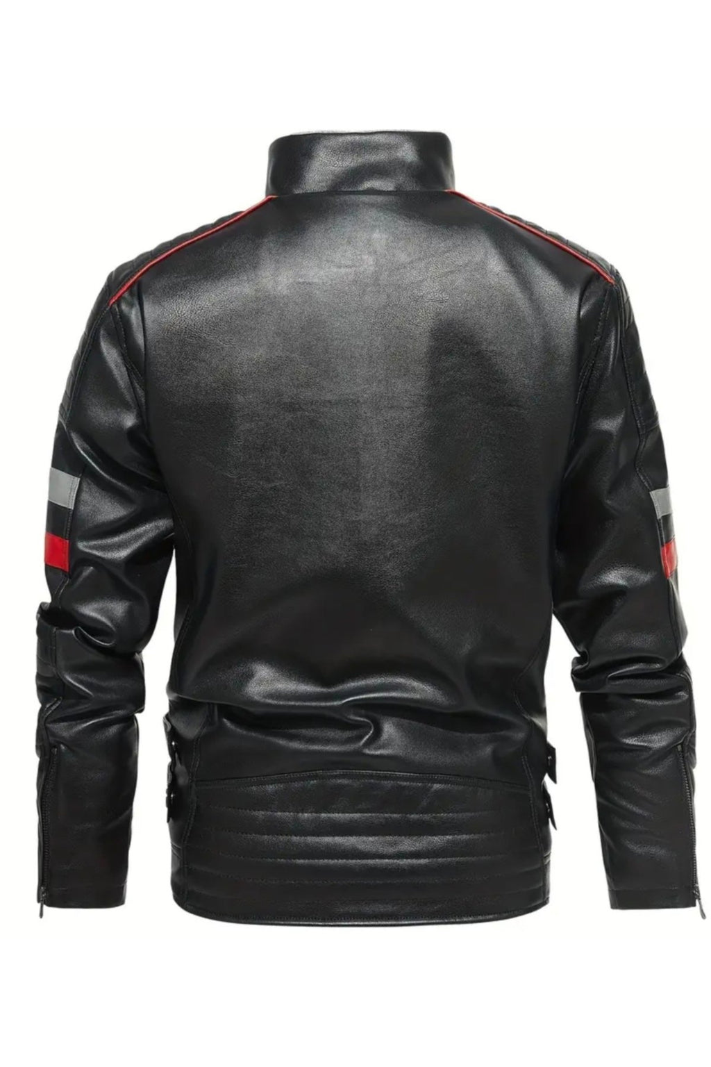 İçi Kürklü Kolları Yatay Kırmızı ve Gri Çizgili Mont