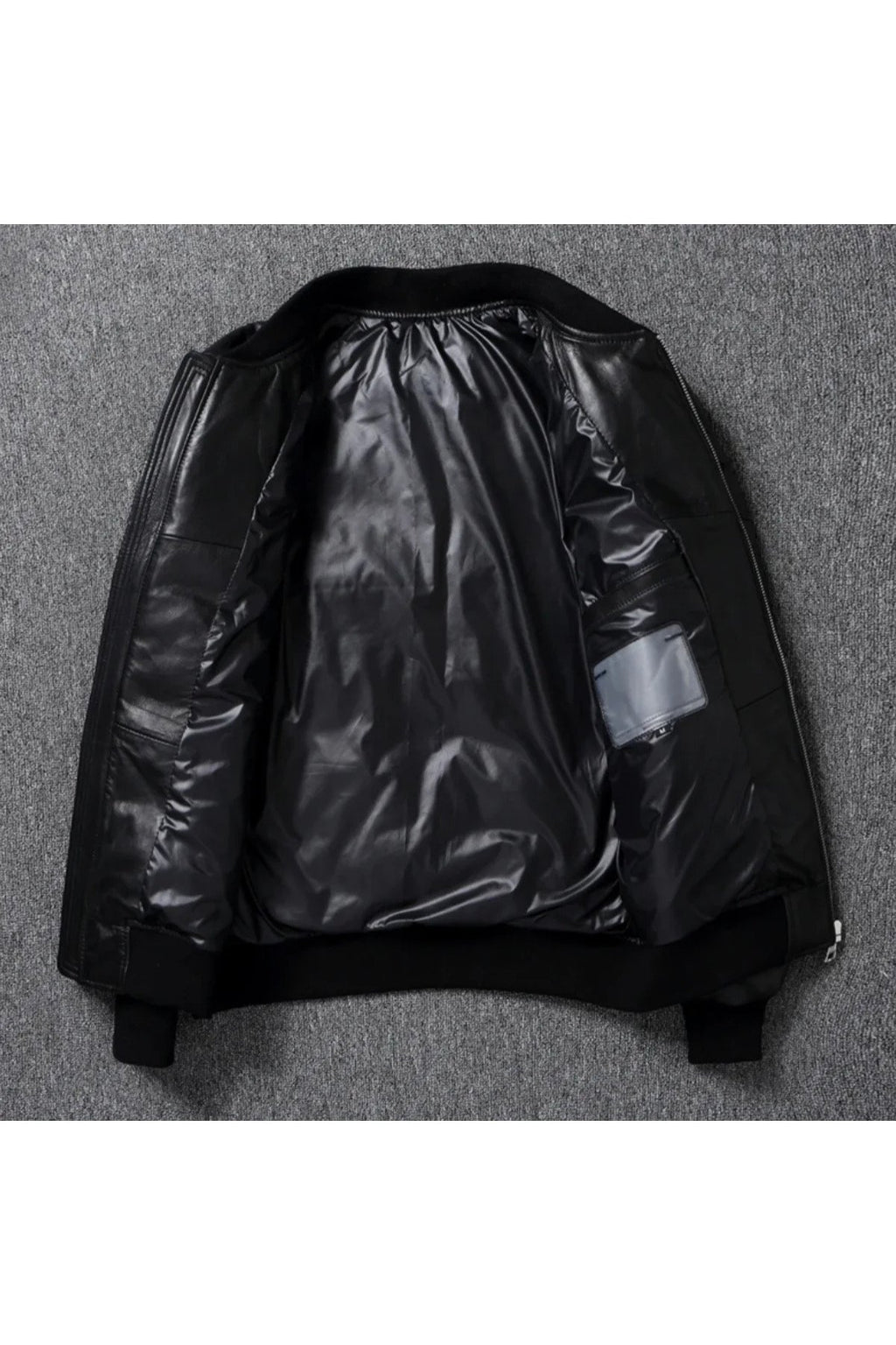 Hakiki deri şişme tarzı mont dar kesim siyah renk