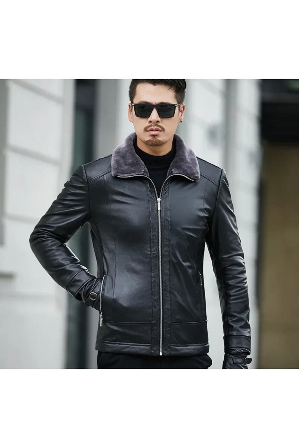 Hakiki Koyun Derisi İçi Yakası Kürk Erkek Mont