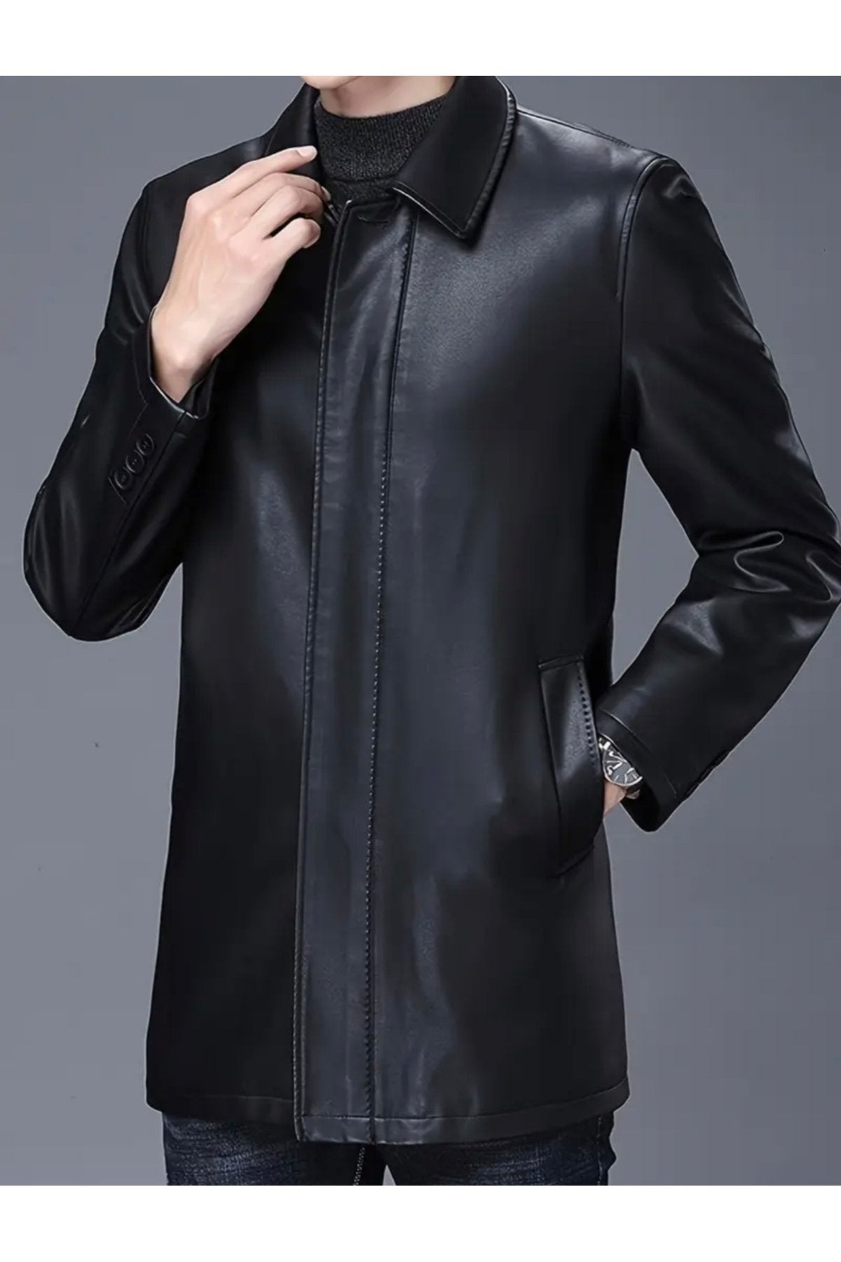 Hakiki Kalın Dana Derisi,Gömlek Yaka Kaban