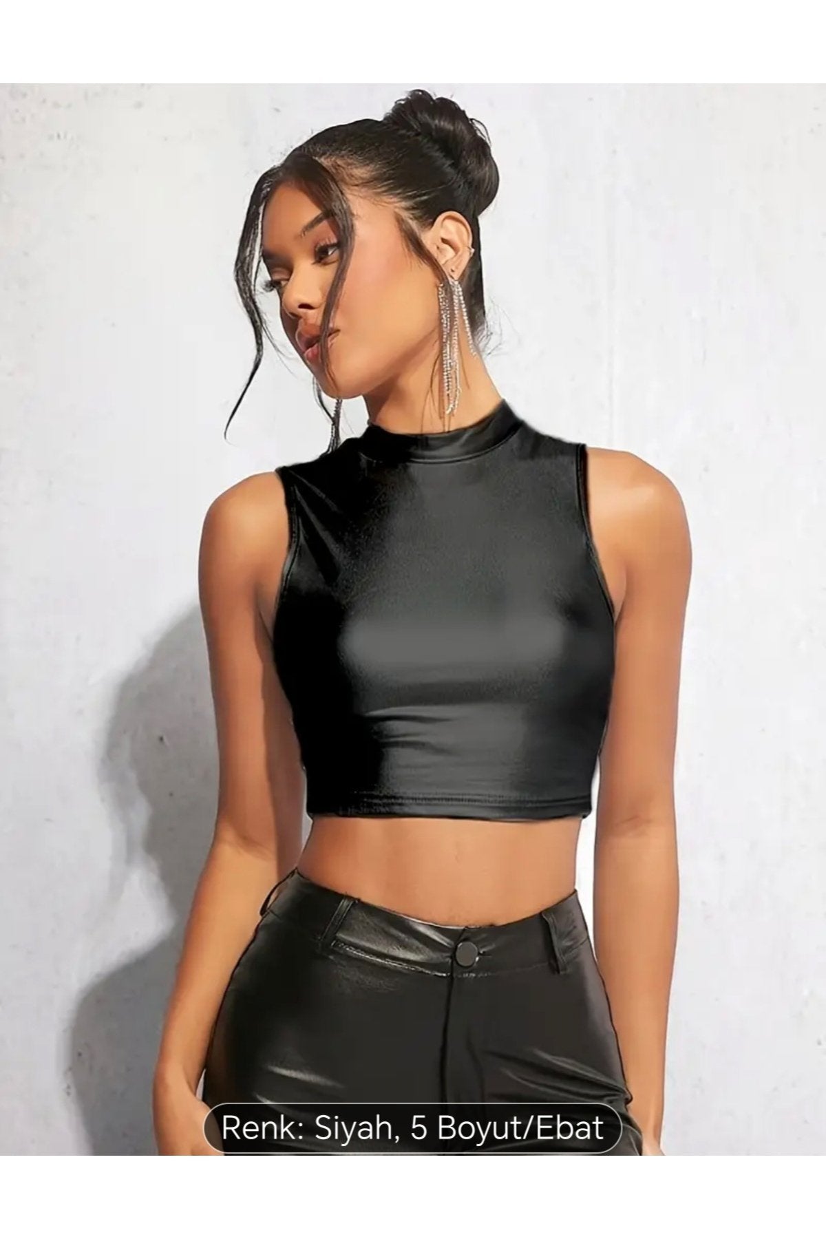 Straplez Büstiyer Pu Deri Siyah Renk